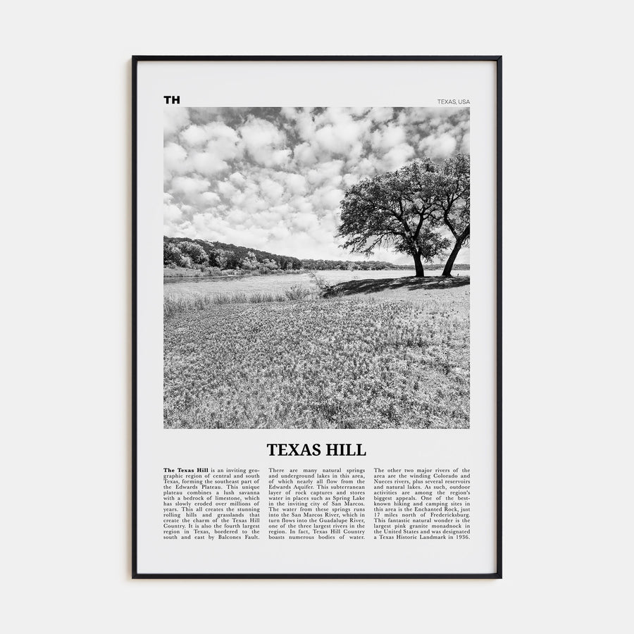 Texas Hill Travel B&W Poster