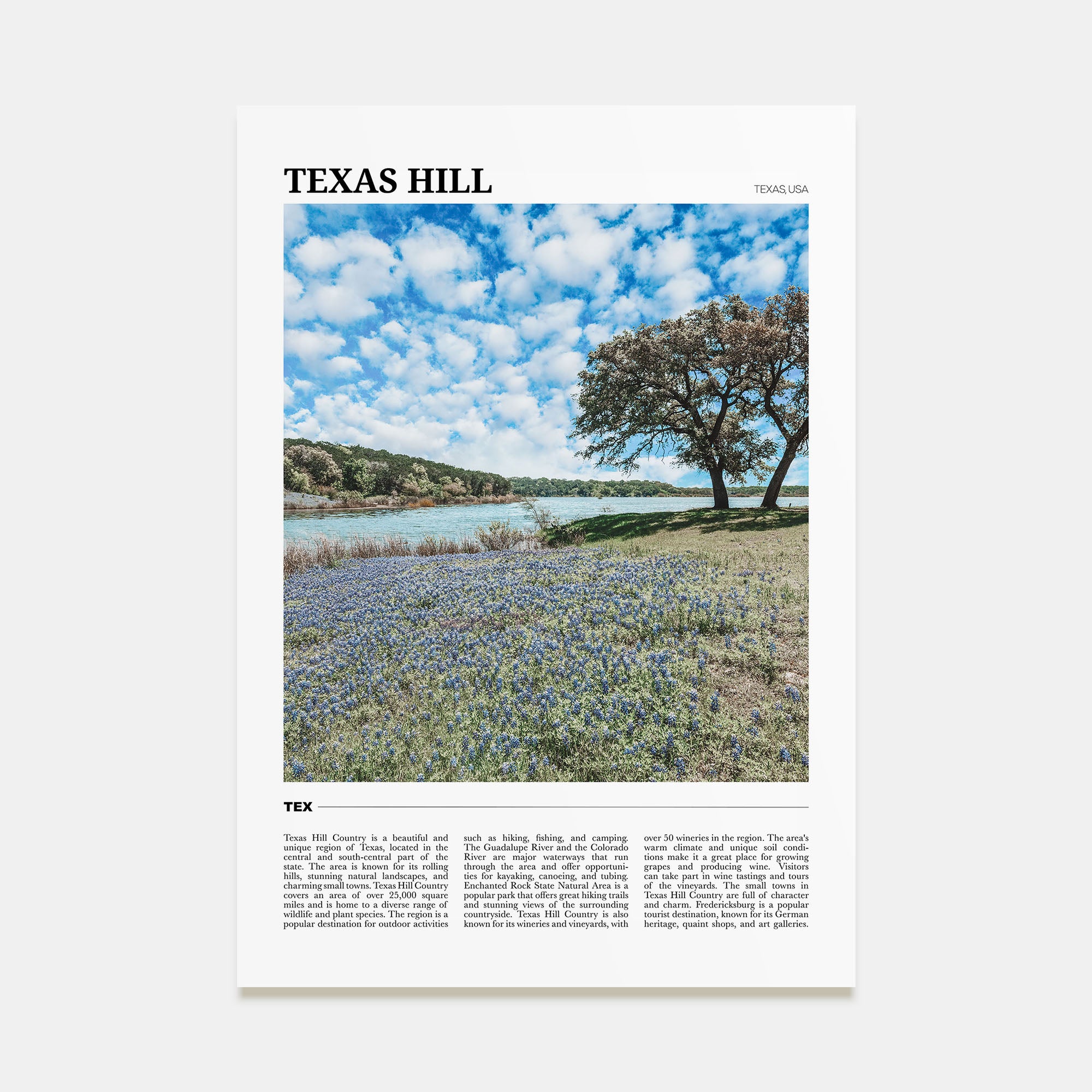 Texas Hill Travel Color Poster