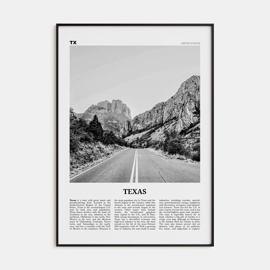 Texas Travel B&W No 1 Poster
