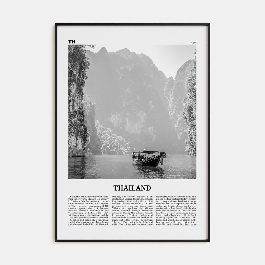 Thailand Travel B&W No 1 Poster