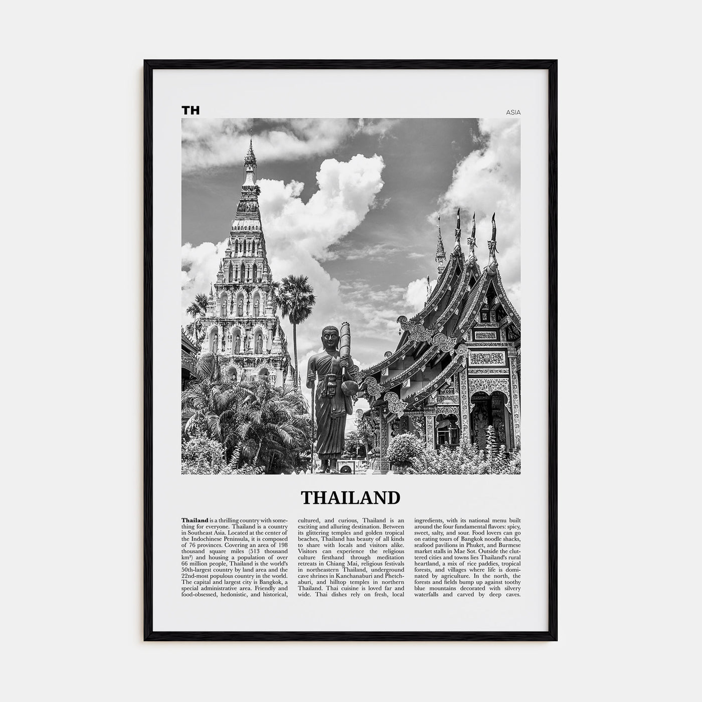 Thailand Travel B&W No 2 Poster