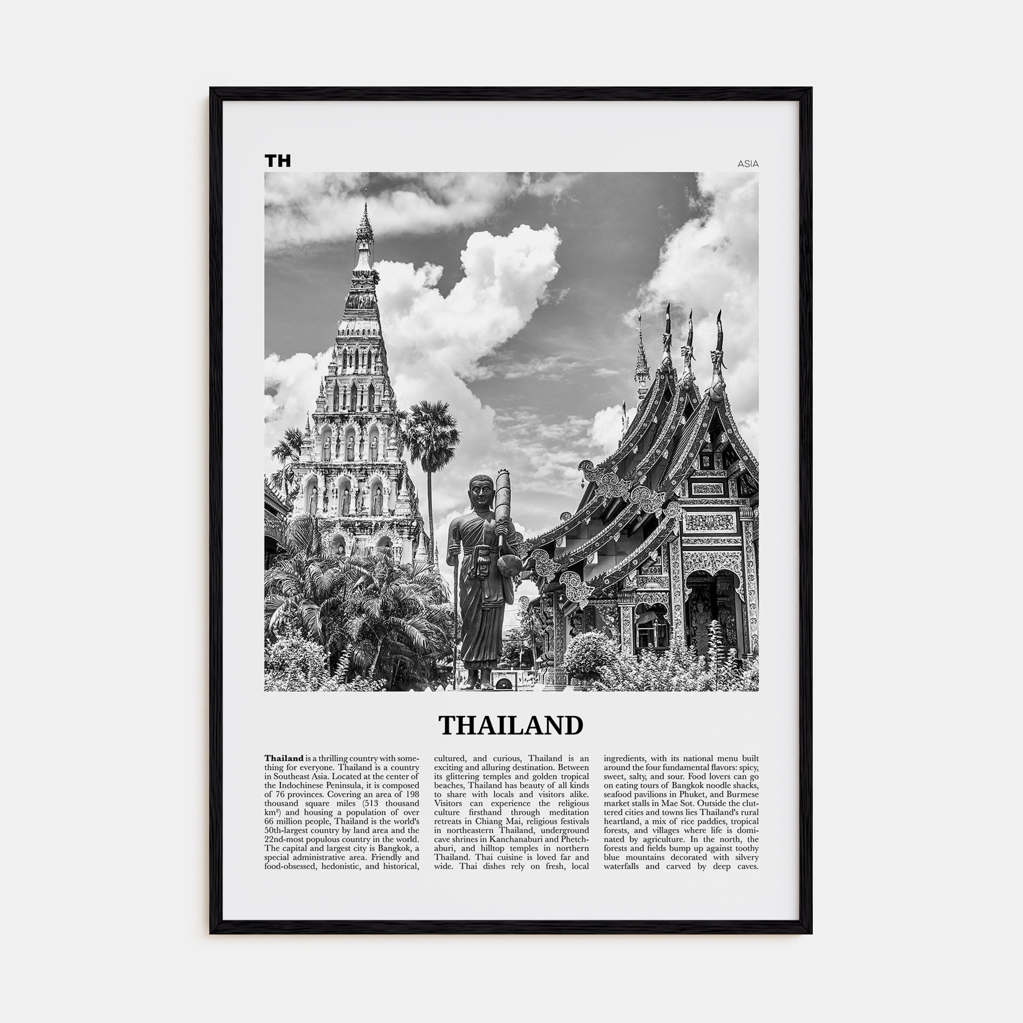 Thailand Travel B&W No 2 Poster