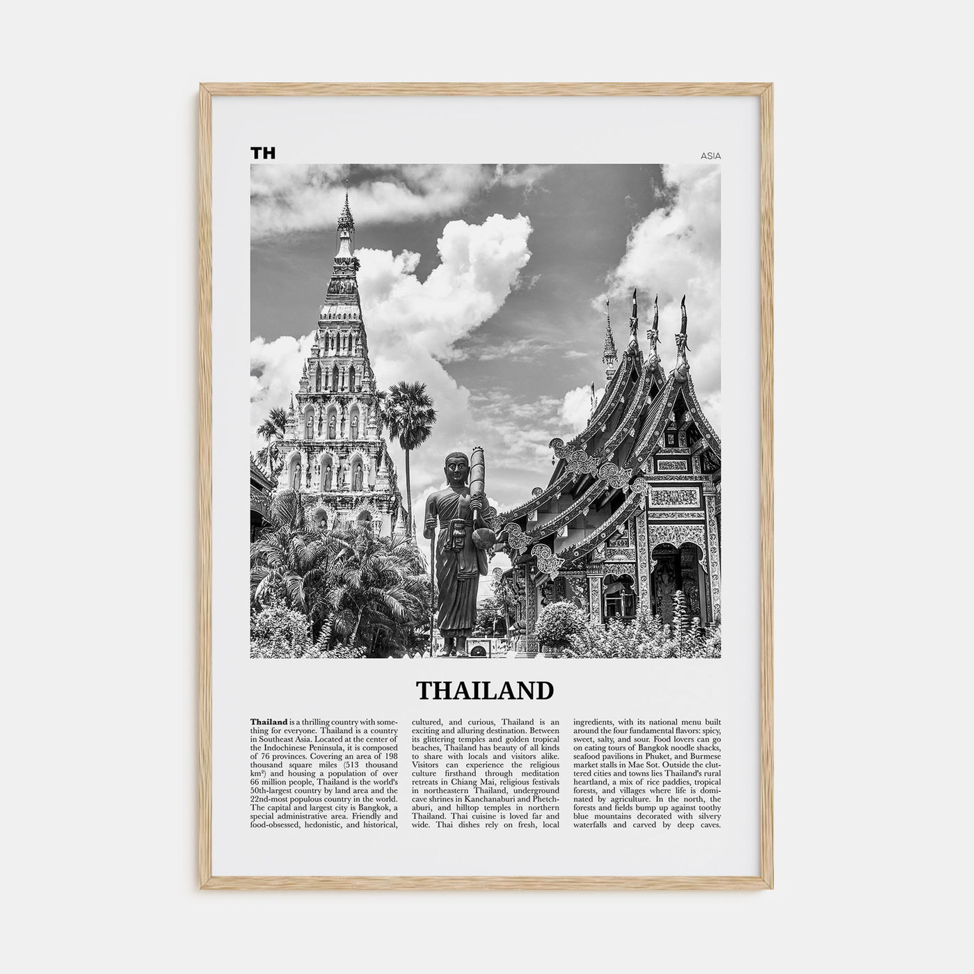 Thailand Travel B&W No 2 Poster