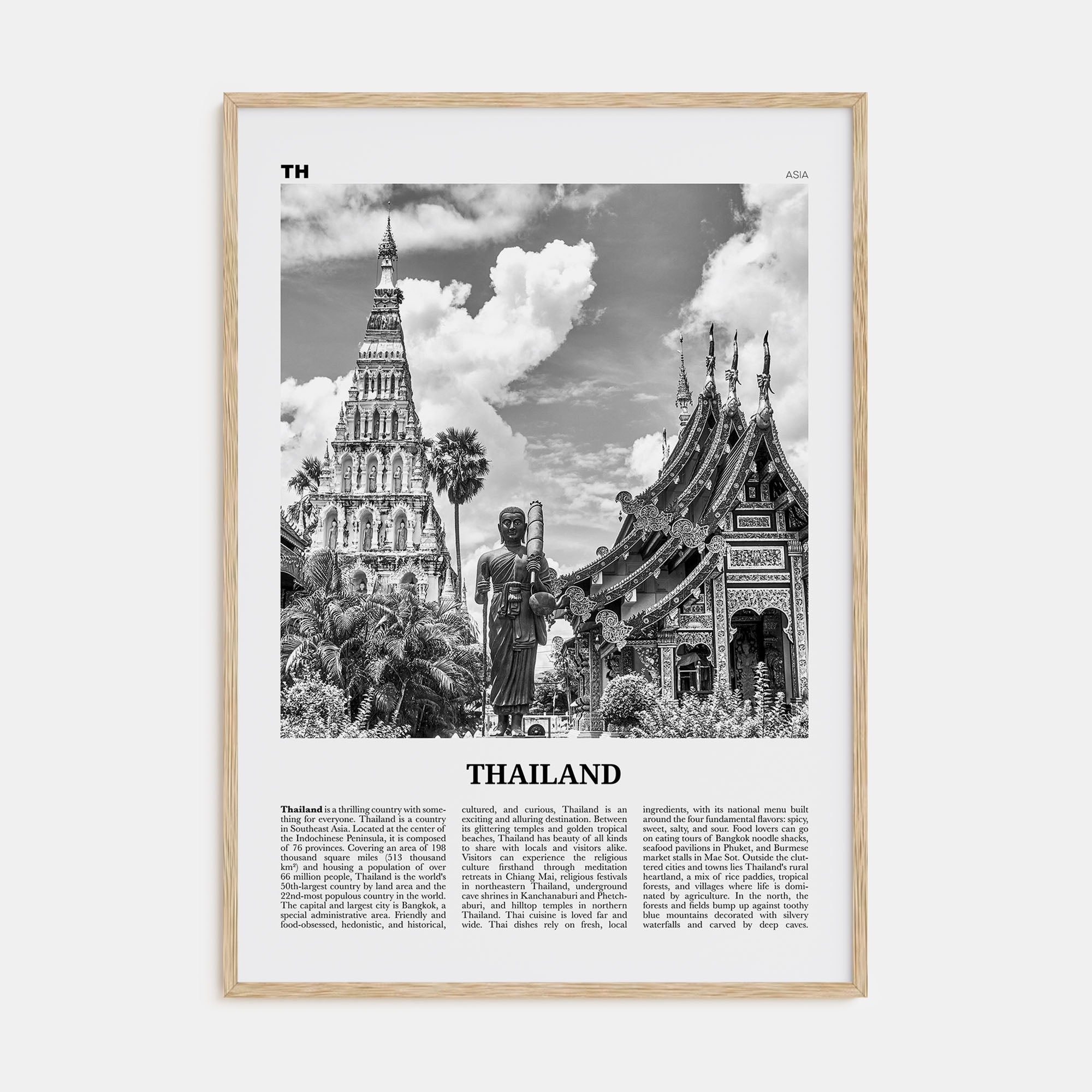 Thailand Travel B&W No 2 Poster