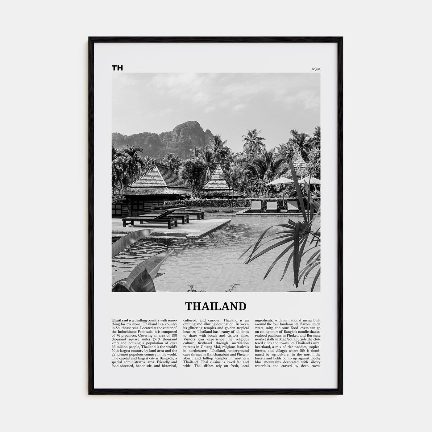 Thailand Travel B&W No 3 Poster