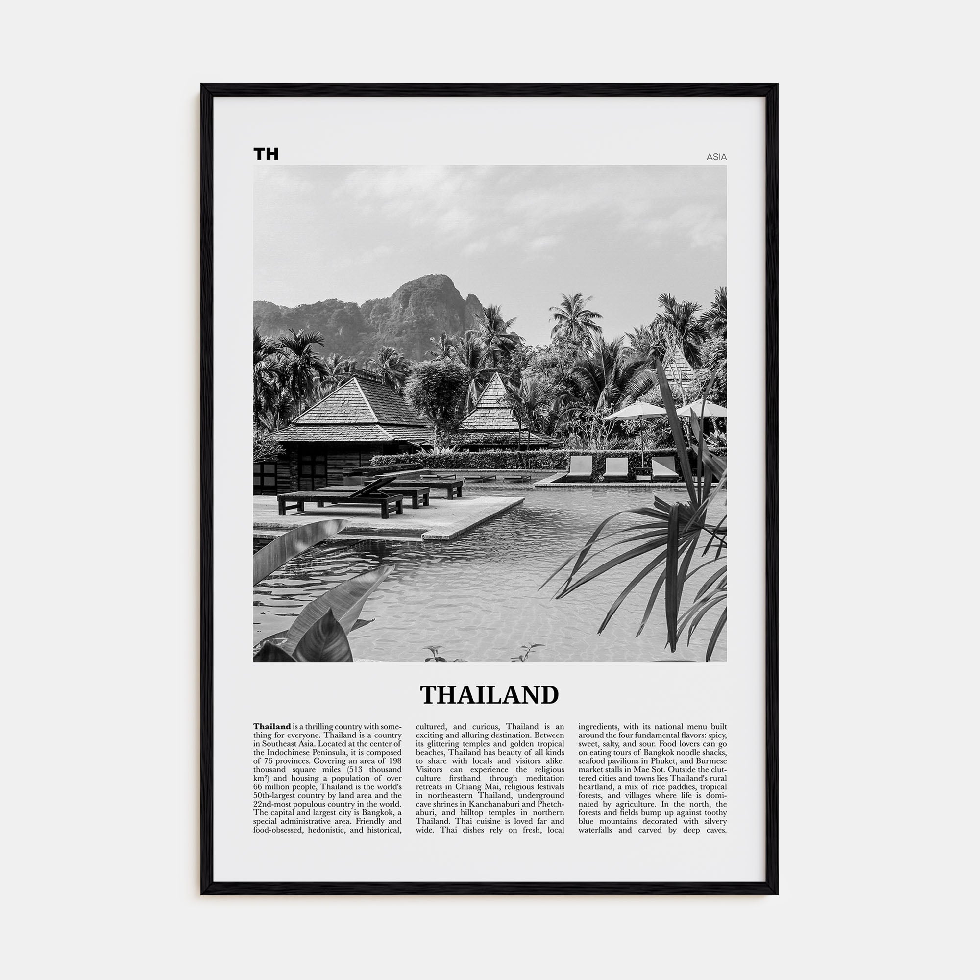 Thailand Travel B&W No 3 Poster