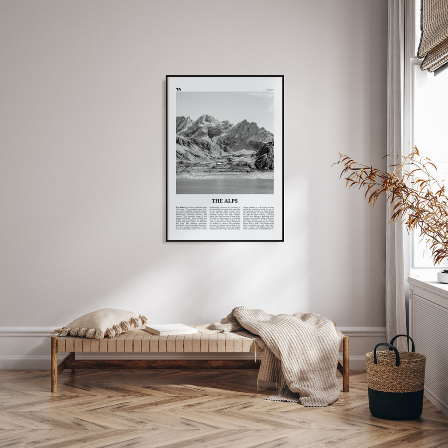 The Alps Travel B&W Poster