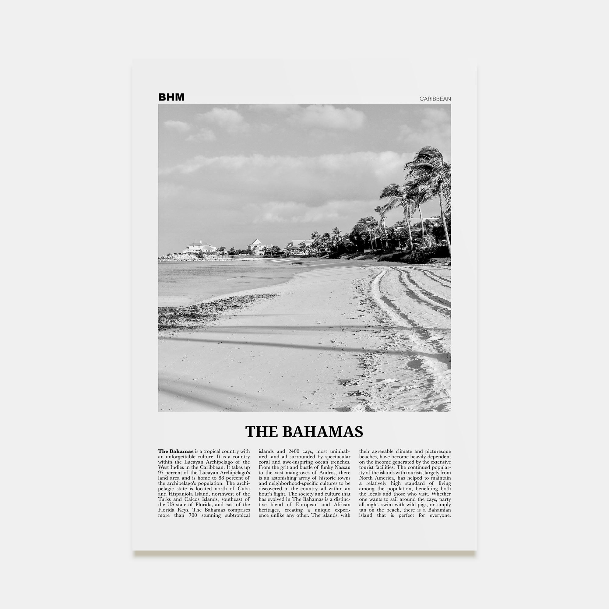 The Bahamas Travel B&W No 2 Poster