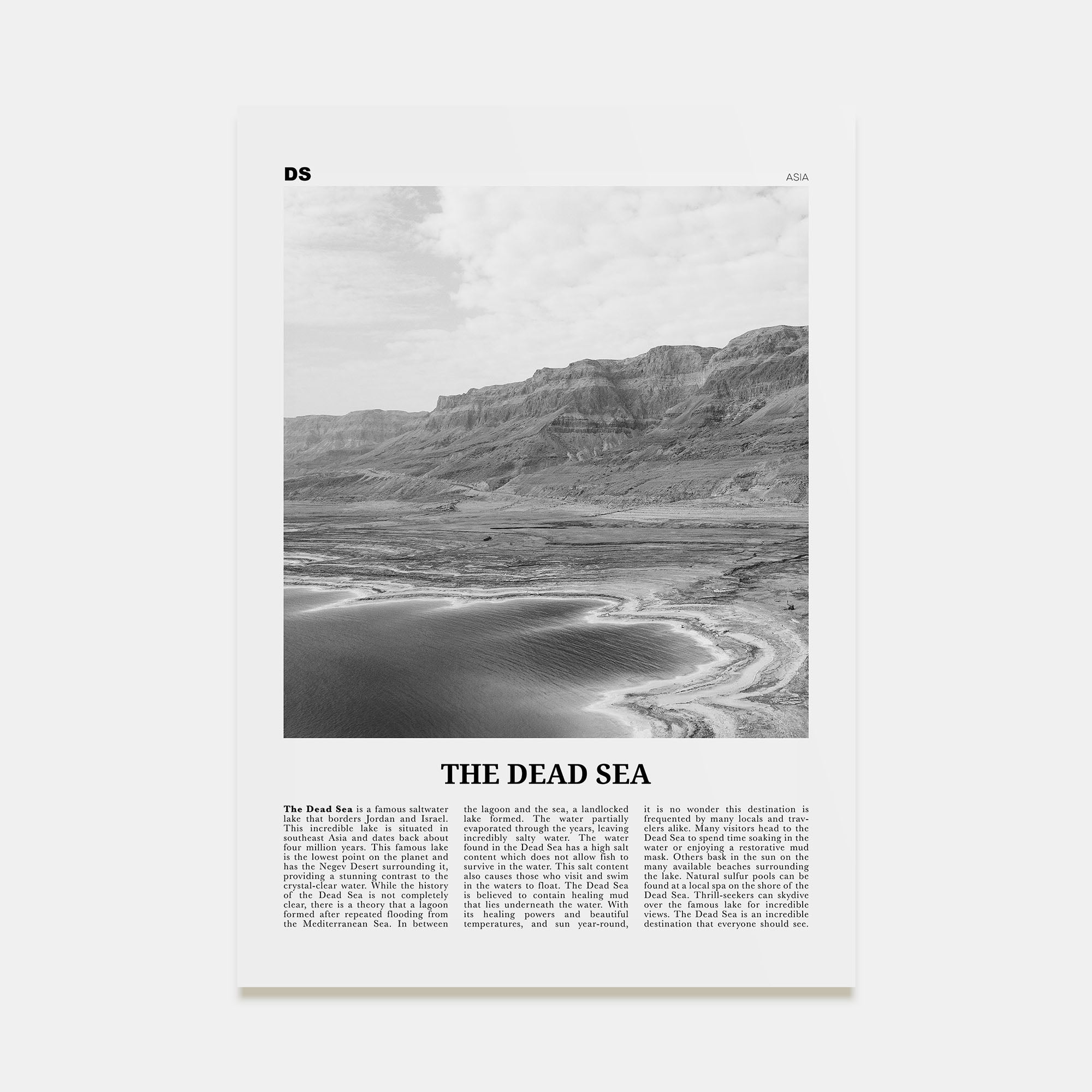 The Dead Sea Travel B&W Poster