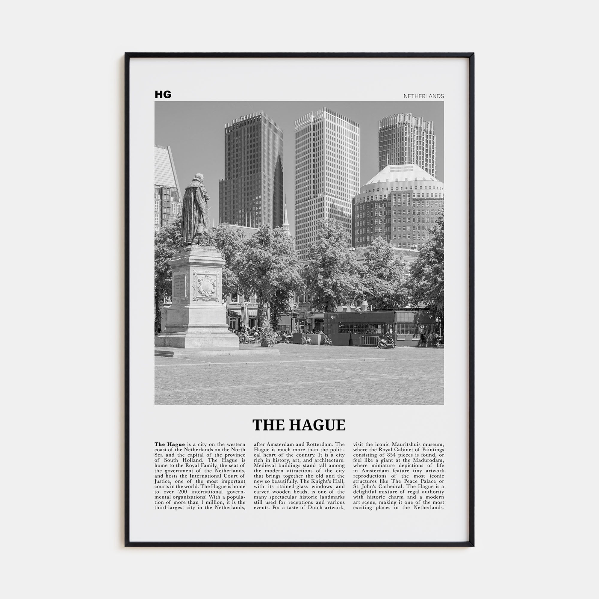 The Hague Travel B&W Poster