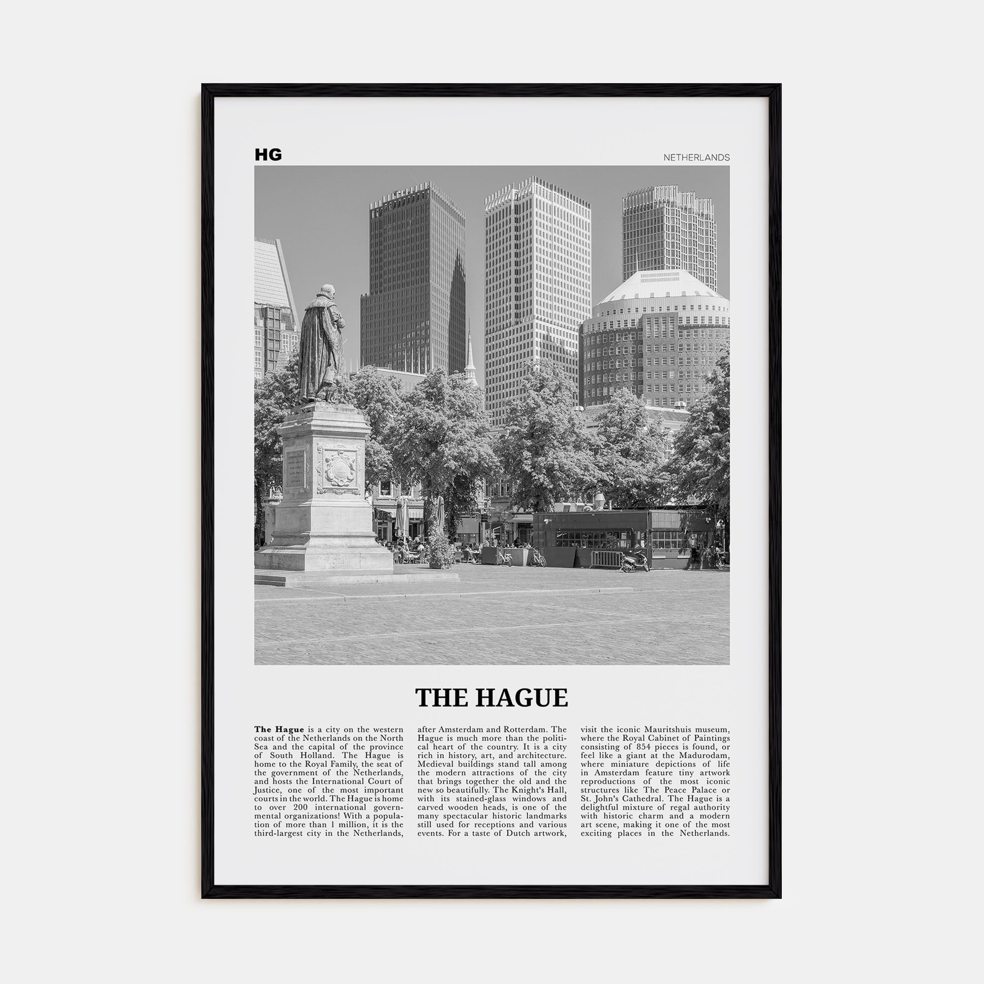 The Hague Travel B&W Poster