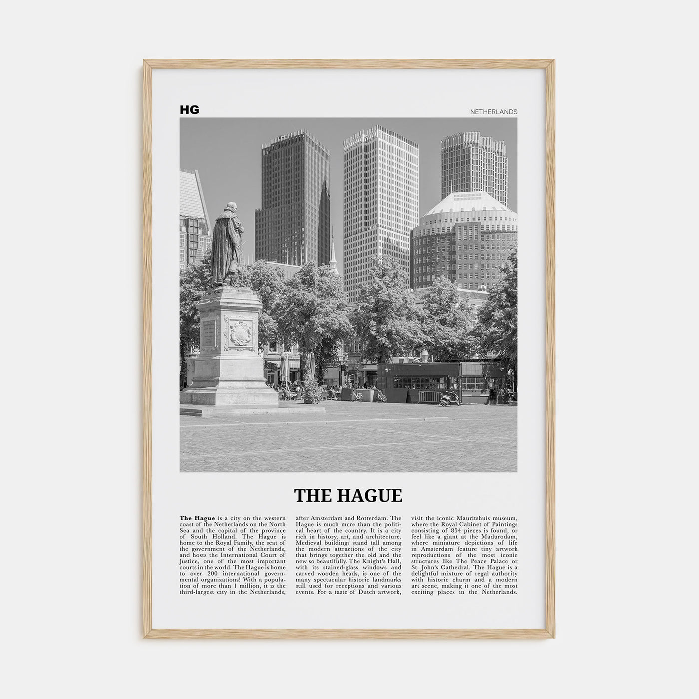 The Hague Travel B&W Poster