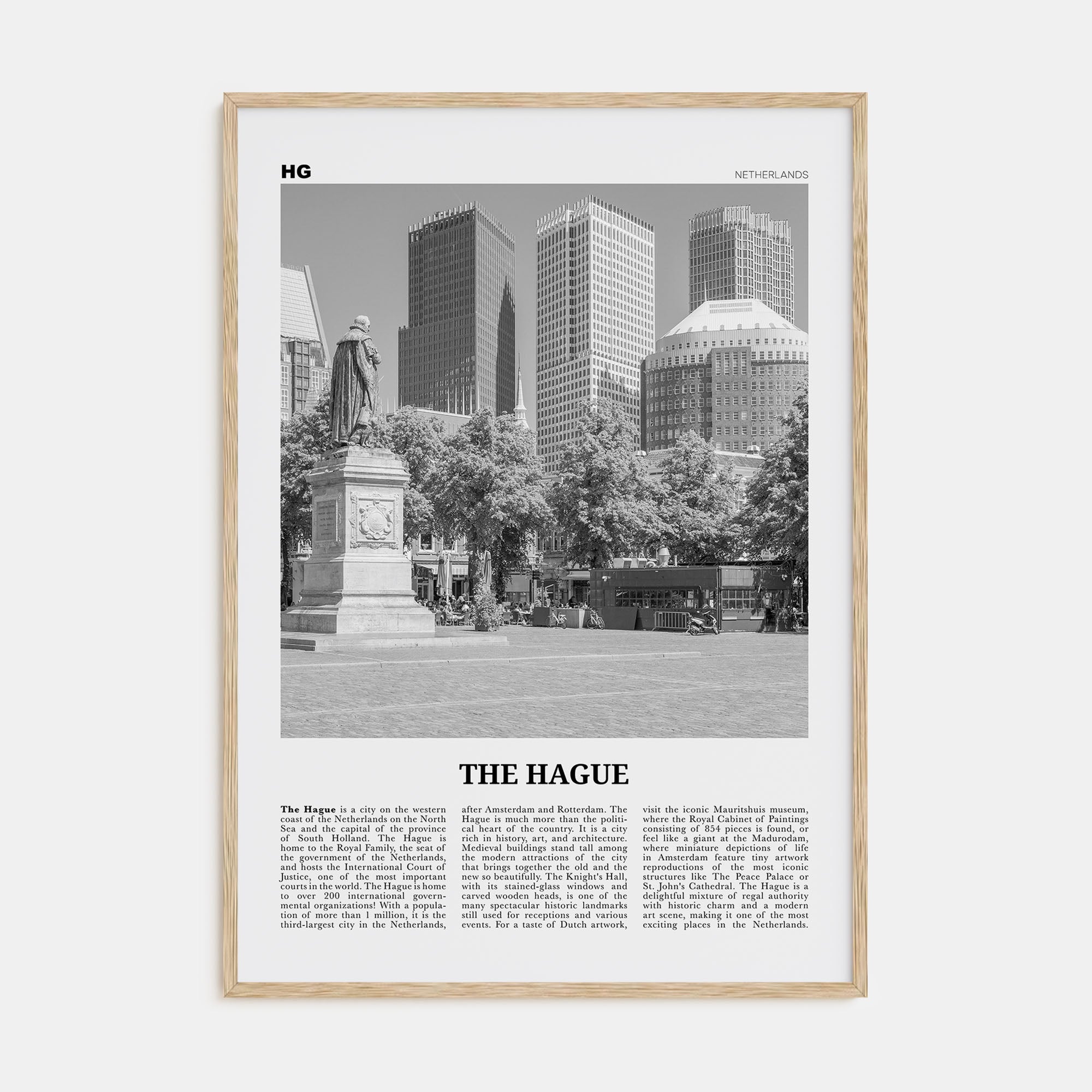 The Hague Travel B&W Poster