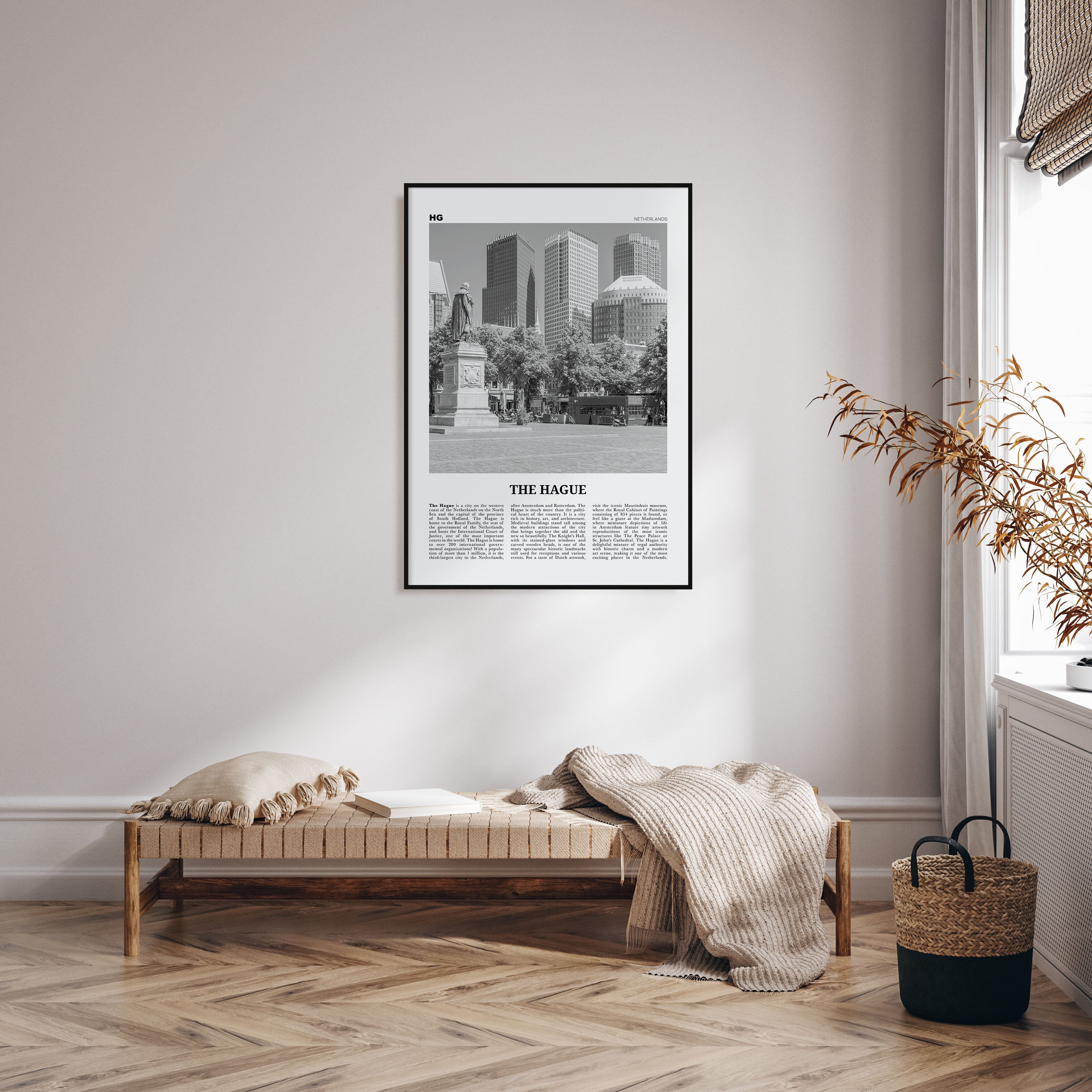 The Hague Travel B&W Poster