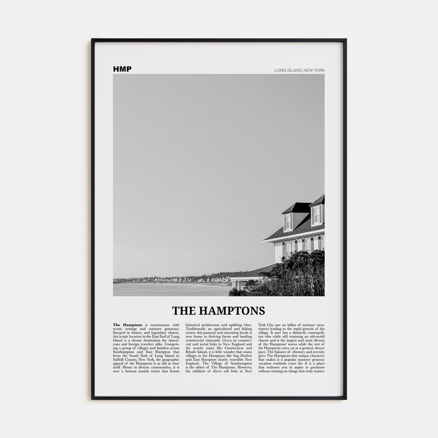 The Hamptons Travel B&W Poster