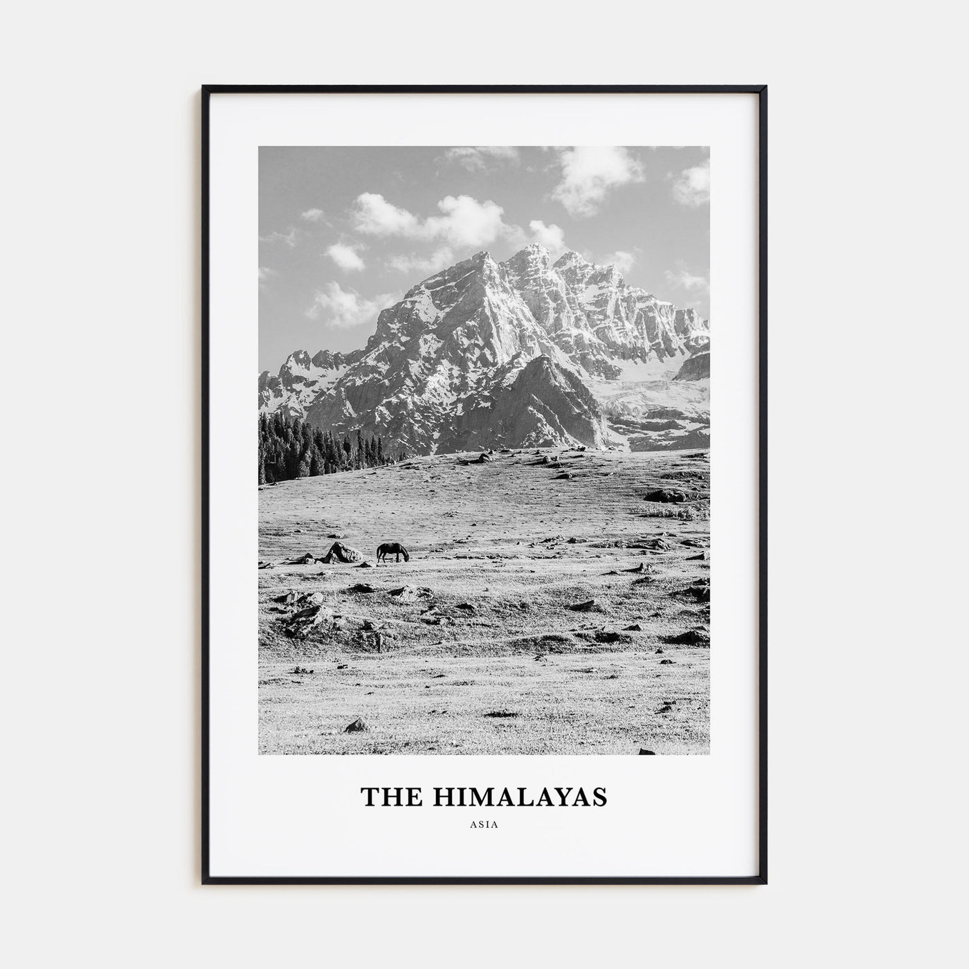 The Himalayas Portrait B&W Poster