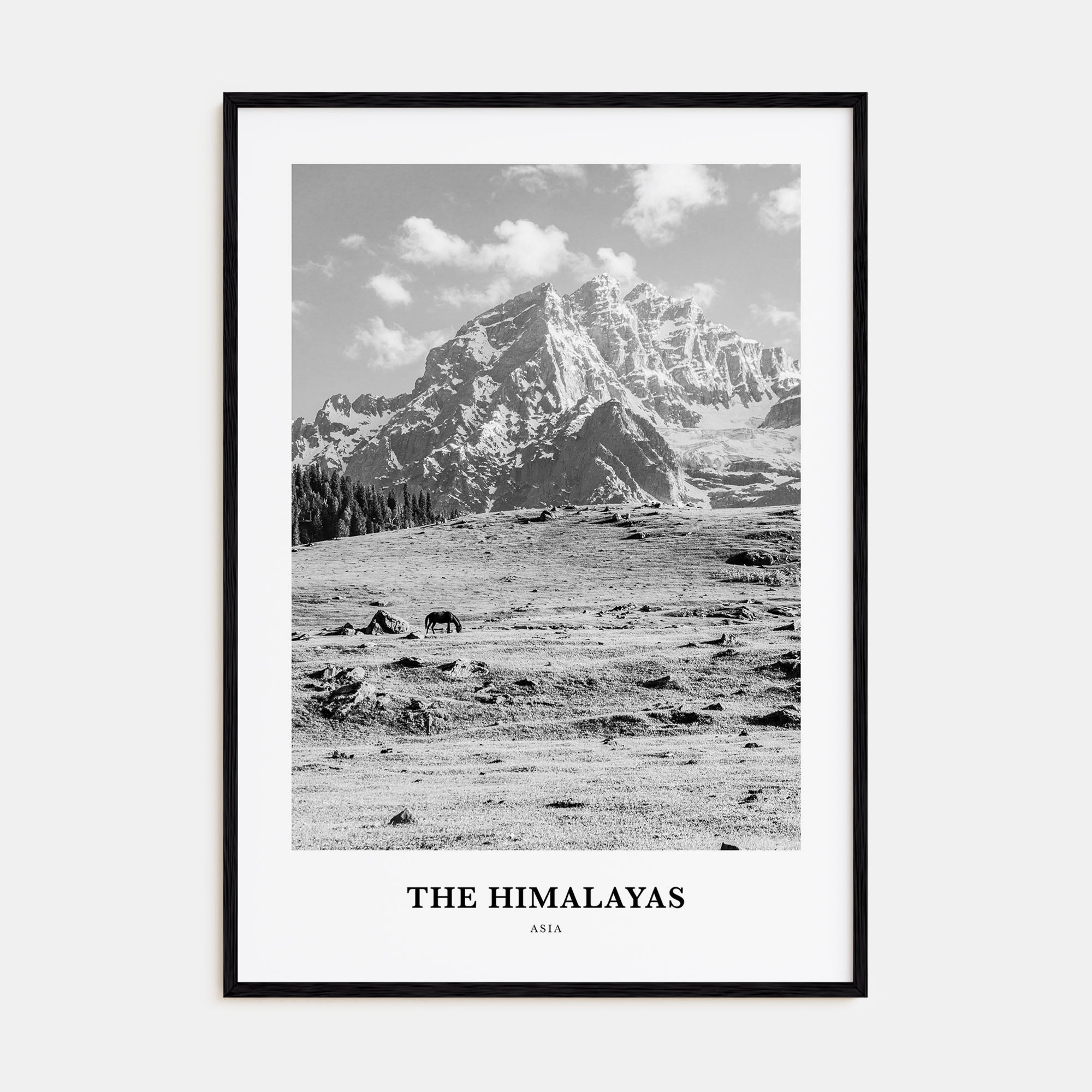 The Himalayas Portrait B&W Poster