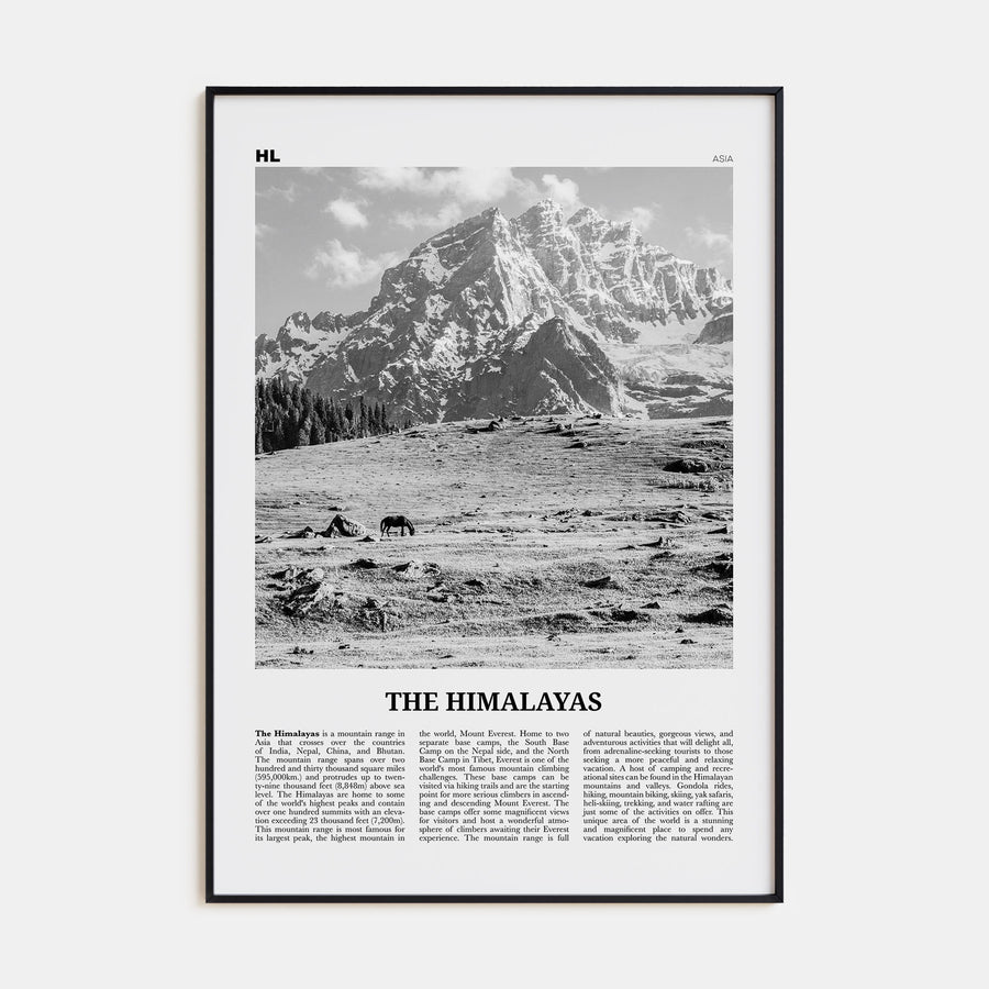 The Himalayas Travel B&W Poster