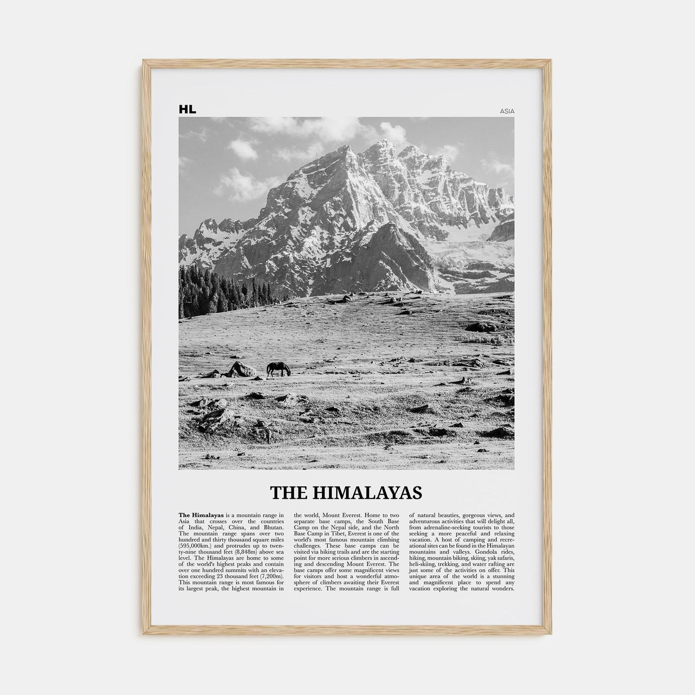 The Himalayas Travel B&W Poster