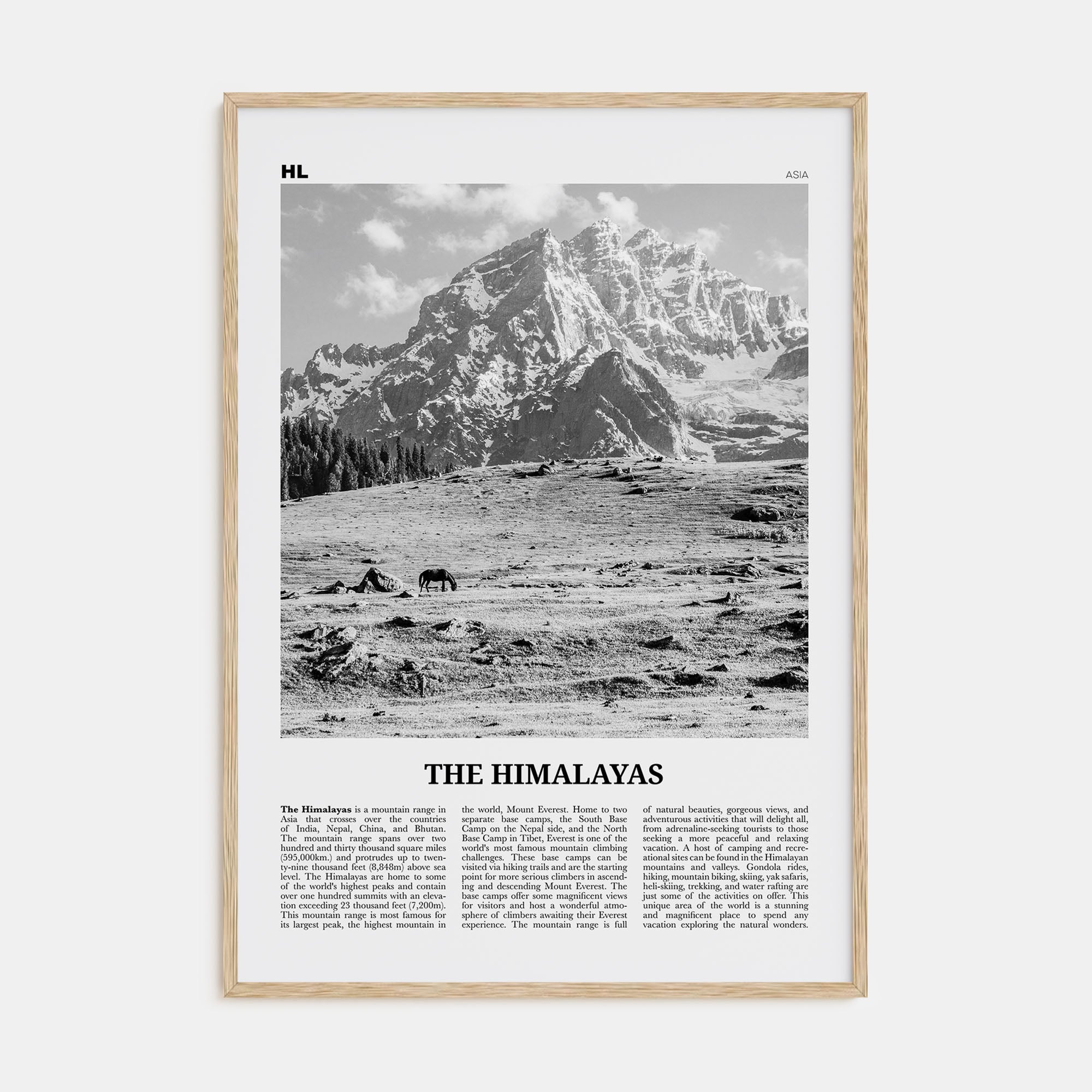 The Himalayas Travel B&W Poster