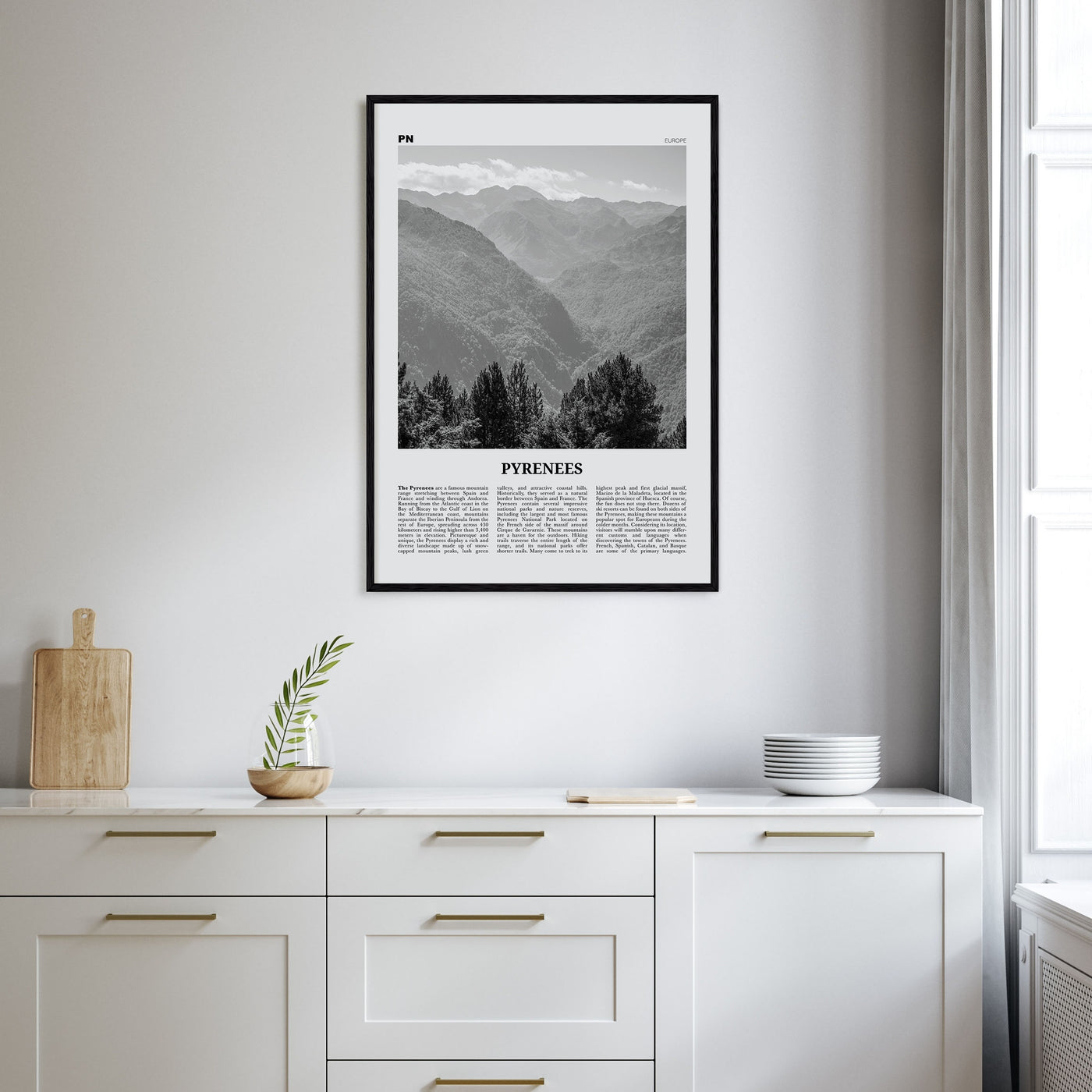 The Pyrenees Travel B&W Poster