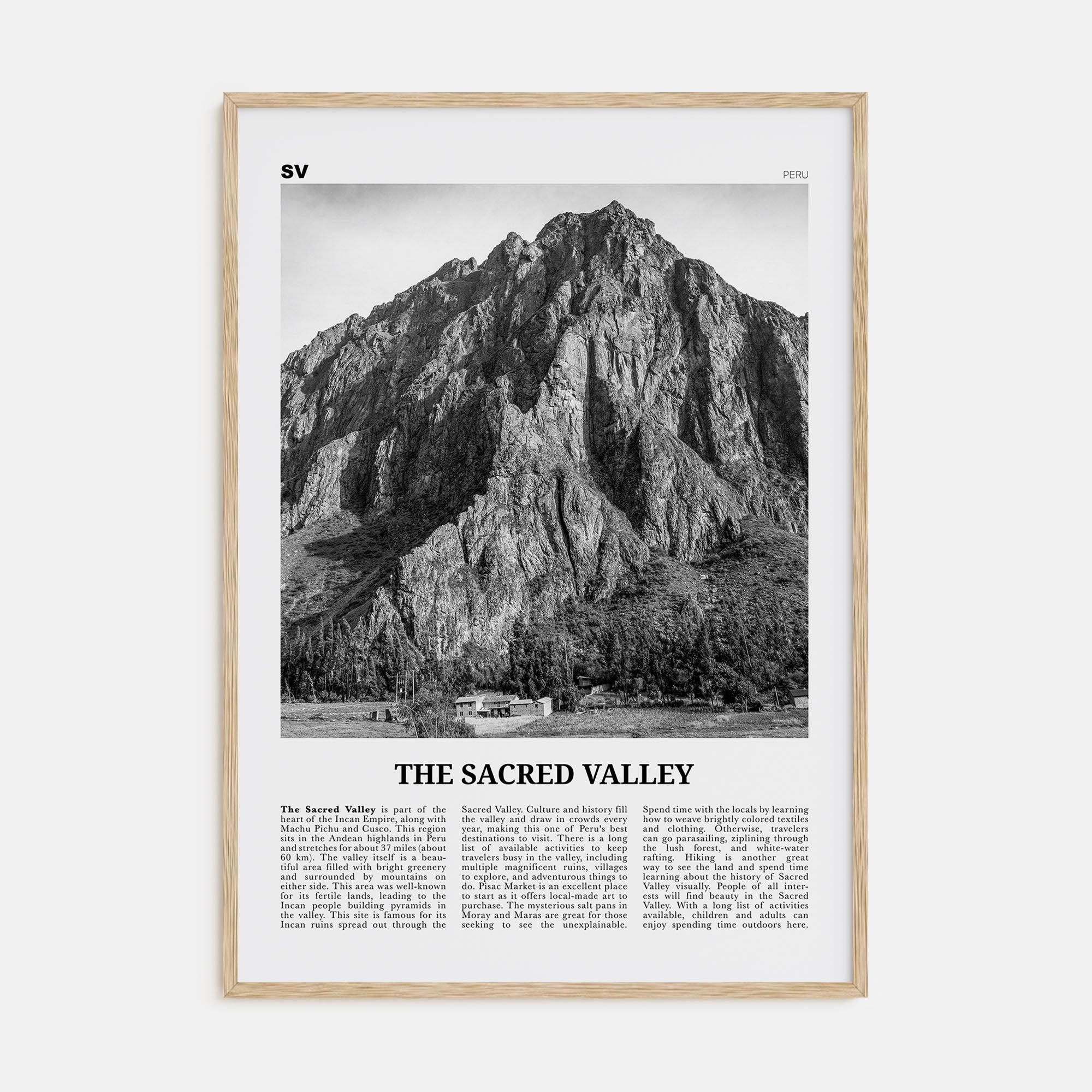 The Sacred Valley Travel B&W Poster