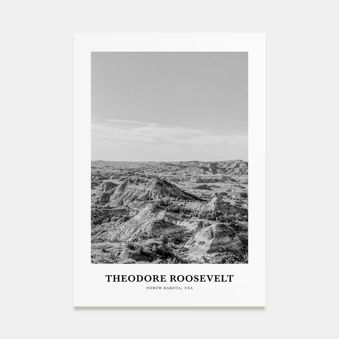 Theodore Roosevelt National Park Portrait B&W Poster