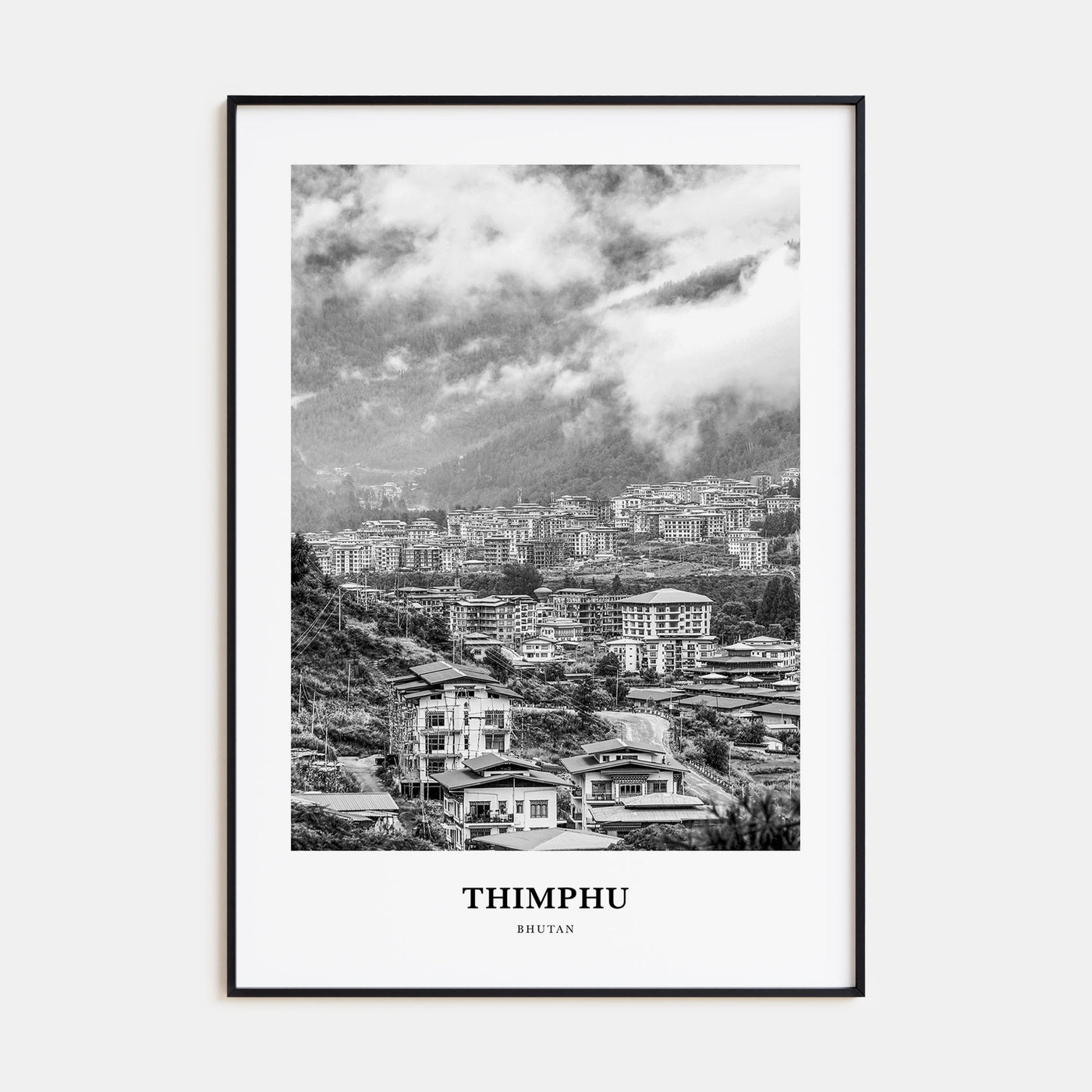 Thimphu Portrait B&W Poster