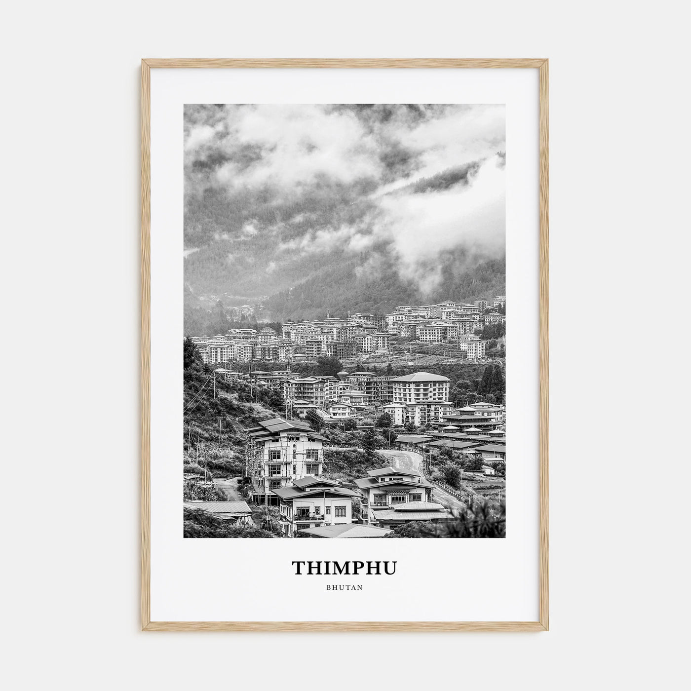Thimphu Portrait B&W Poster
