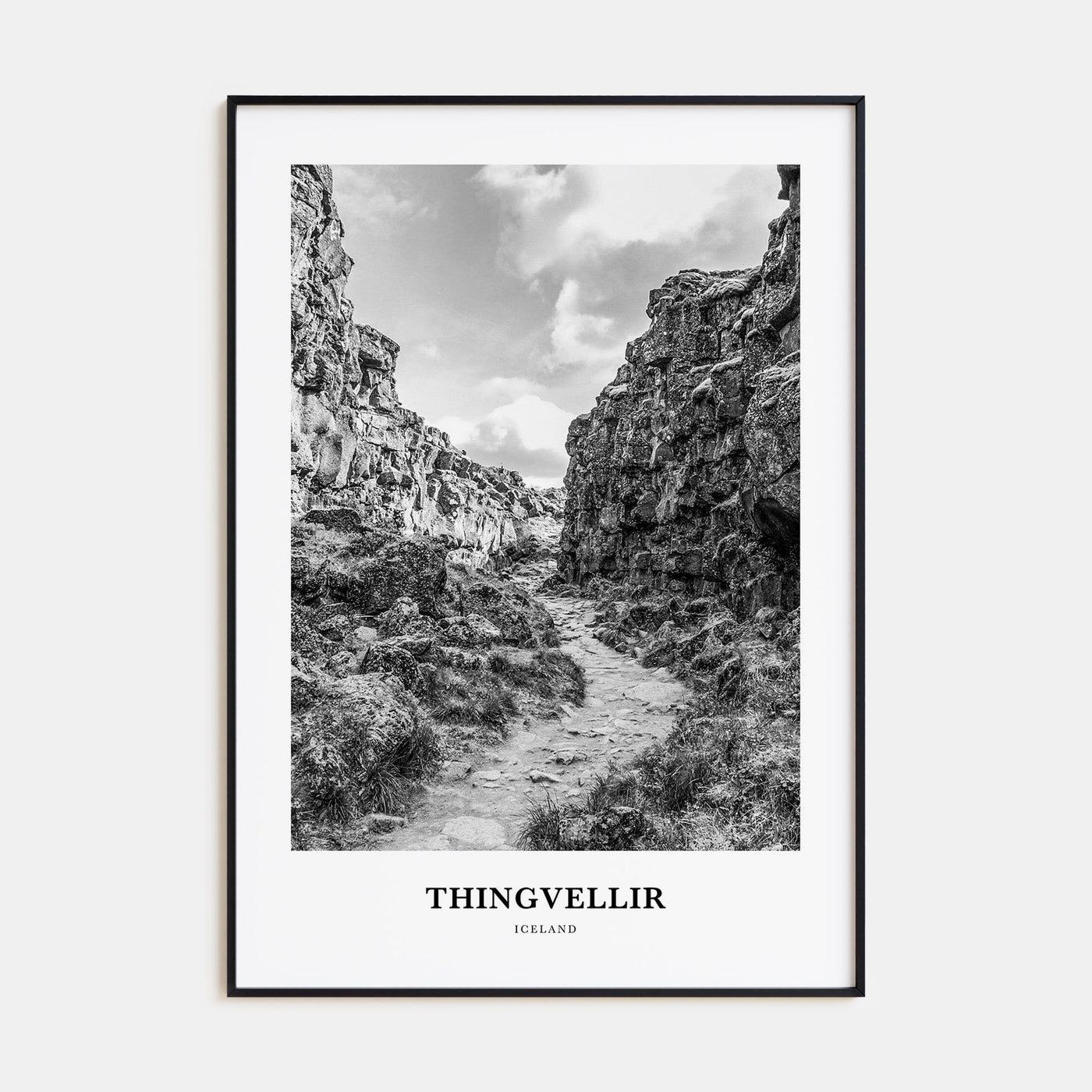Thingvellir National Park Portrait B&W Poster