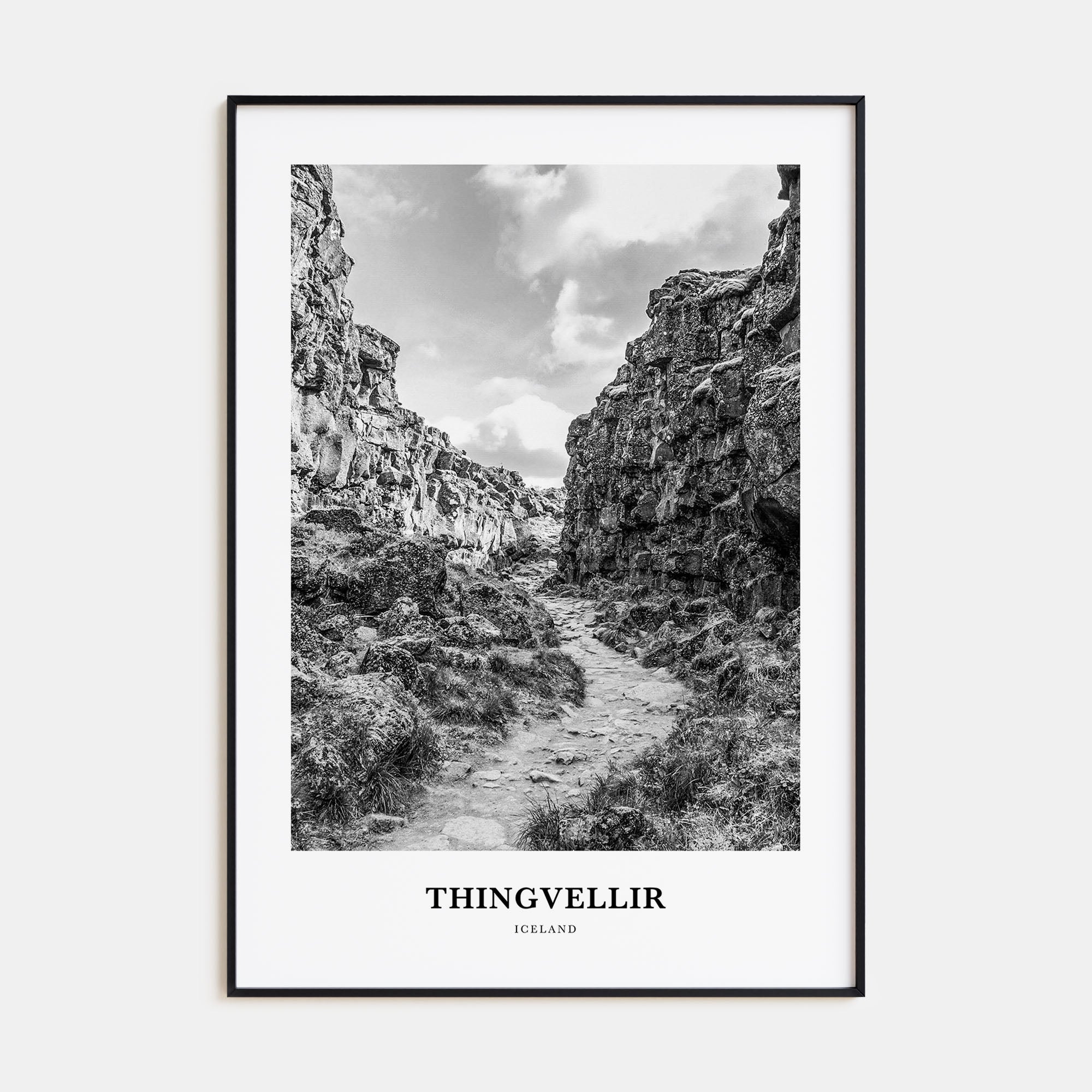 Thingvellir National Park Portrait B&W Poster