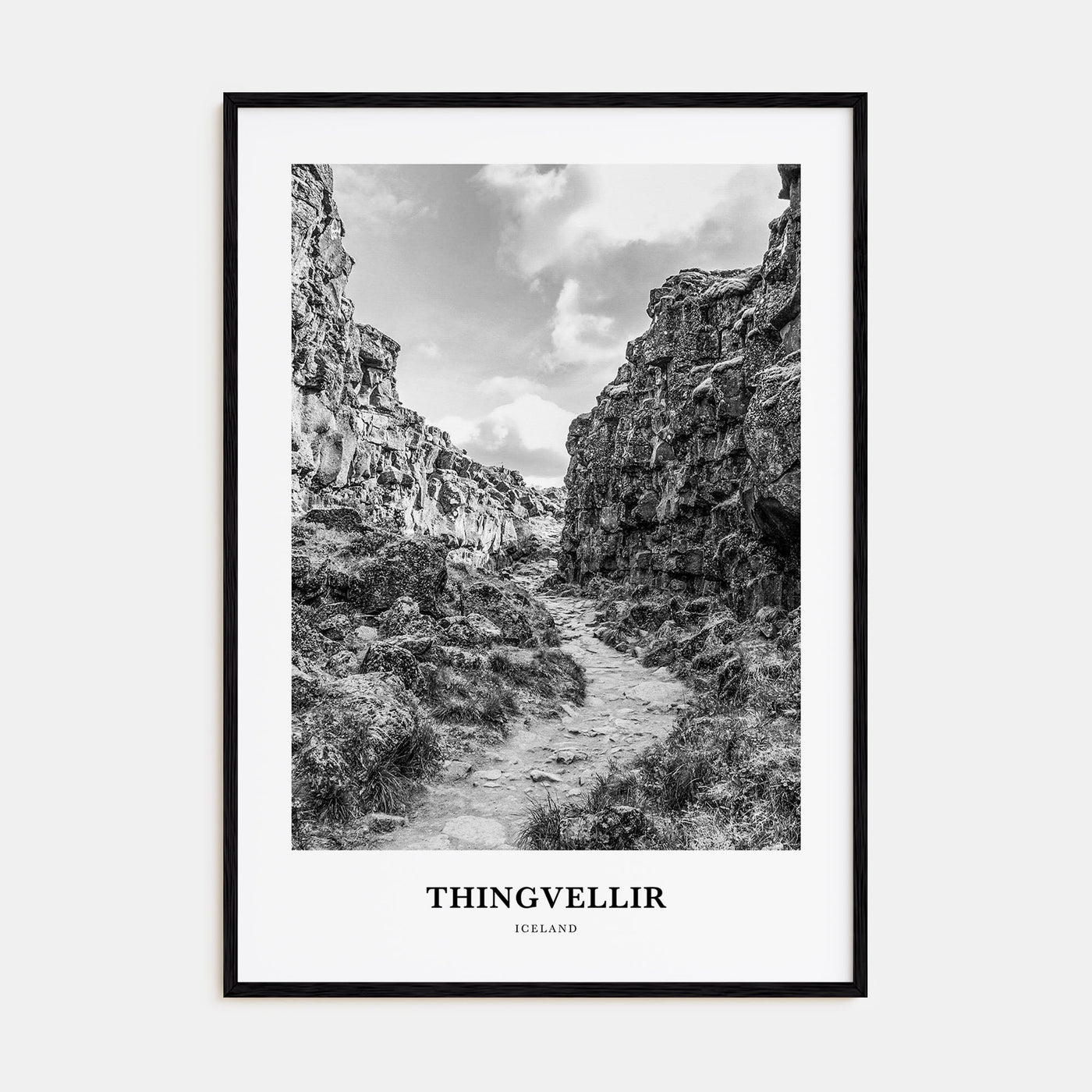Thingvellir National Park Portrait B&W Poster