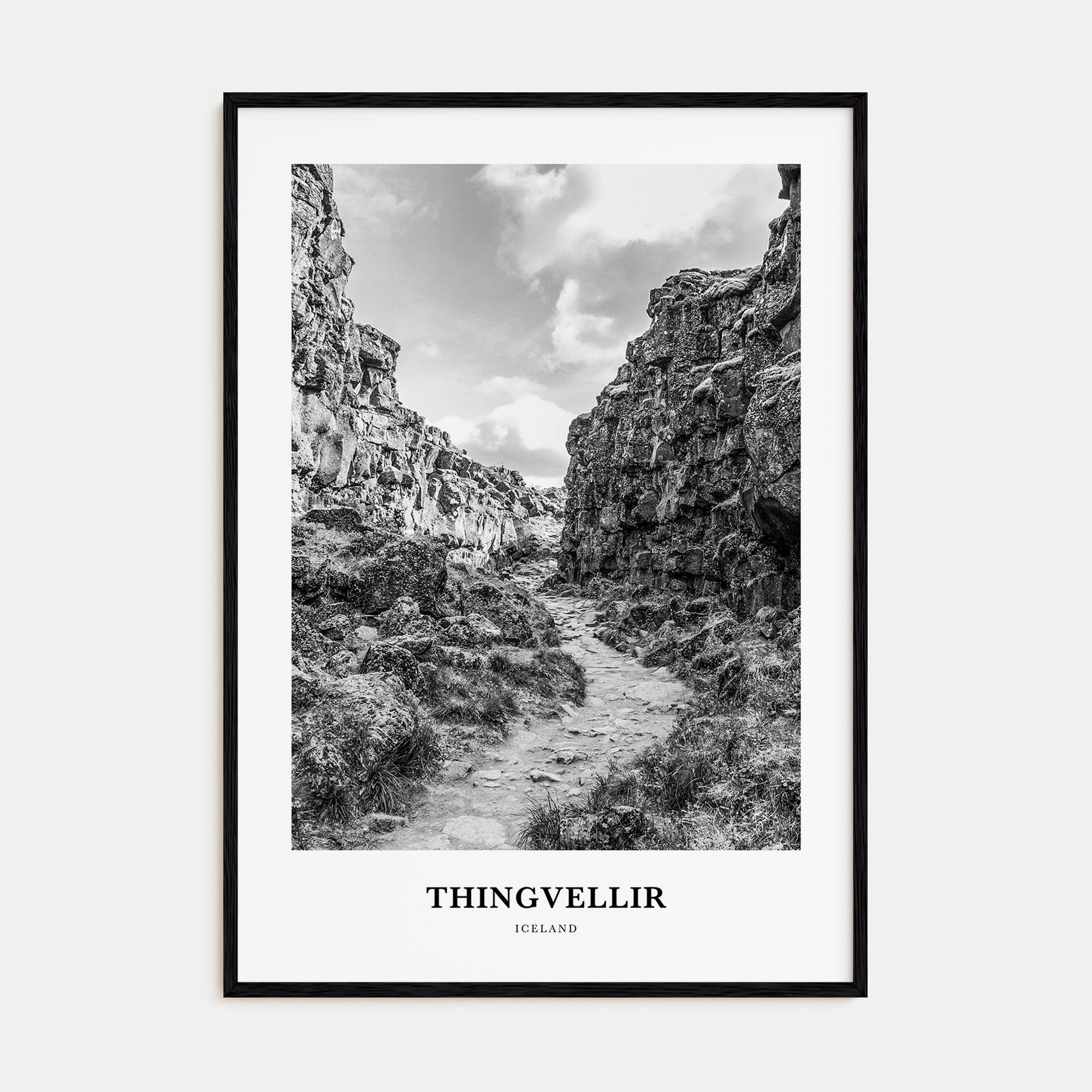 Thingvellir National Park Portrait B&W Poster
