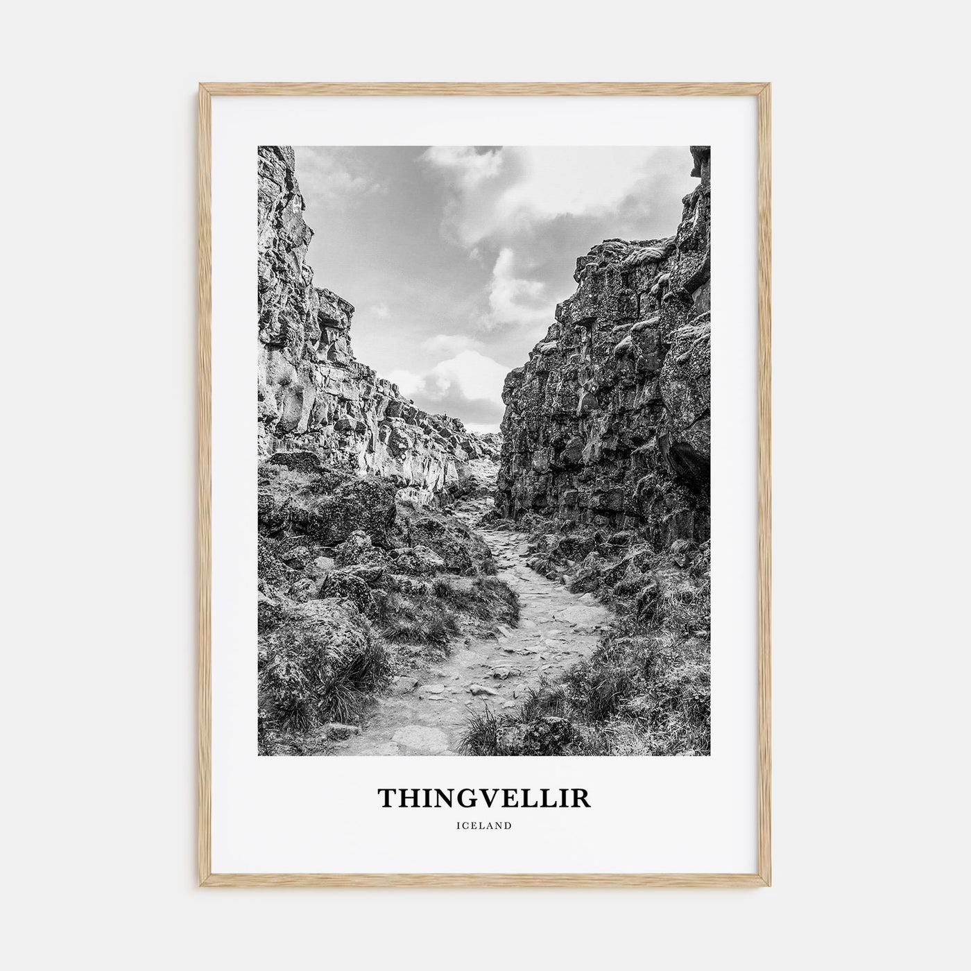 Thingvellir National Park Portrait B&W Poster