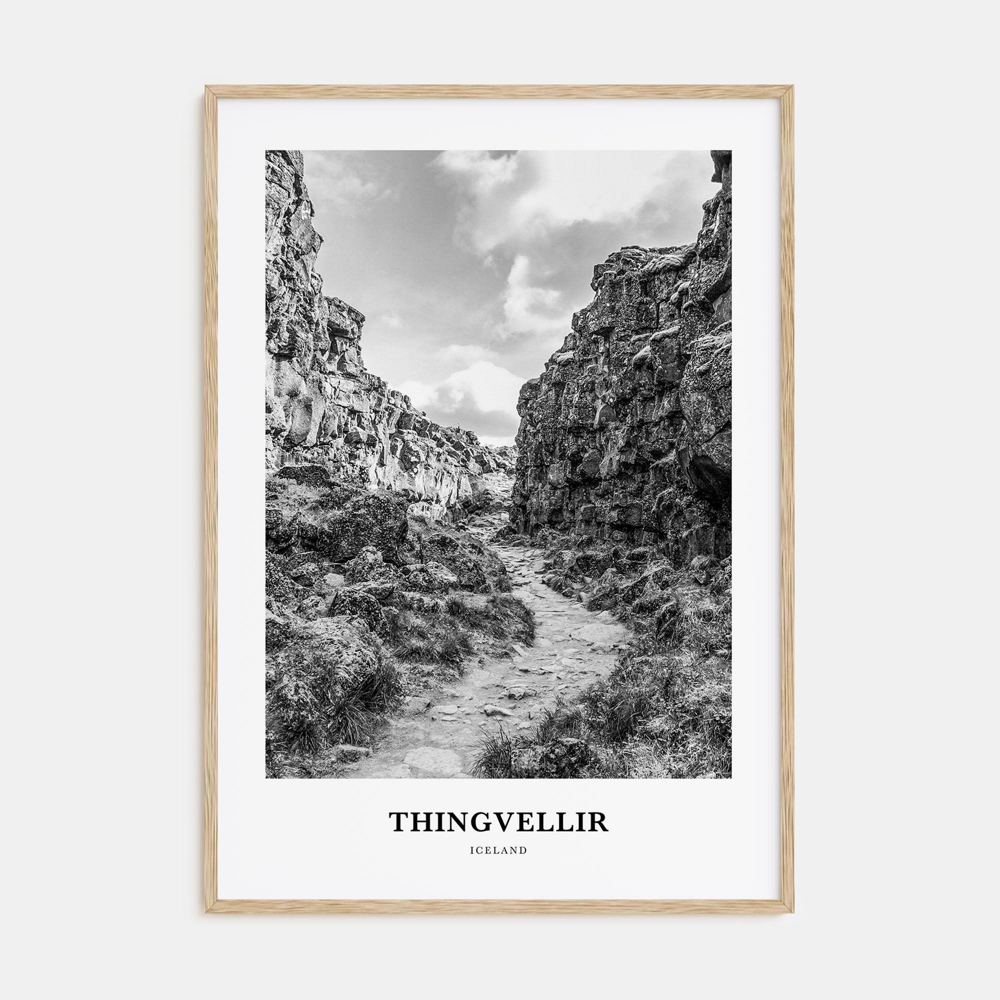 Thingvellir National Park Portrait B&W Poster