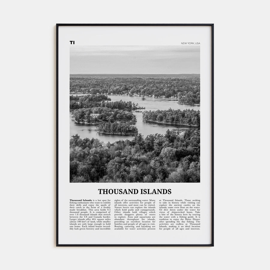 Thousand Islands Travel B&W Poster