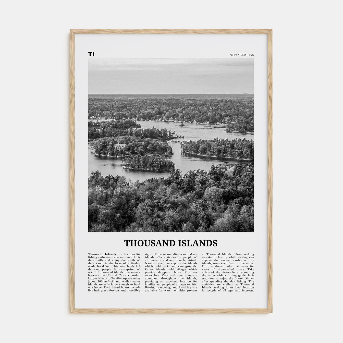 Thousand Islands Travel B&W Poster