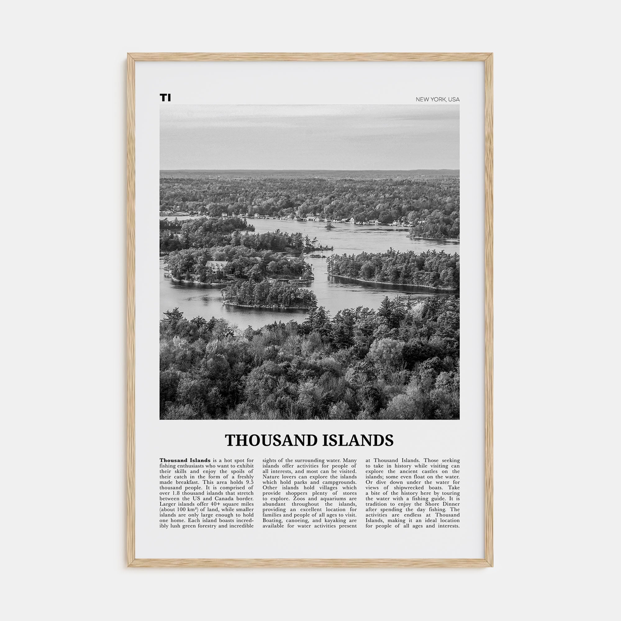 Thousand Islands Travel B&W Poster