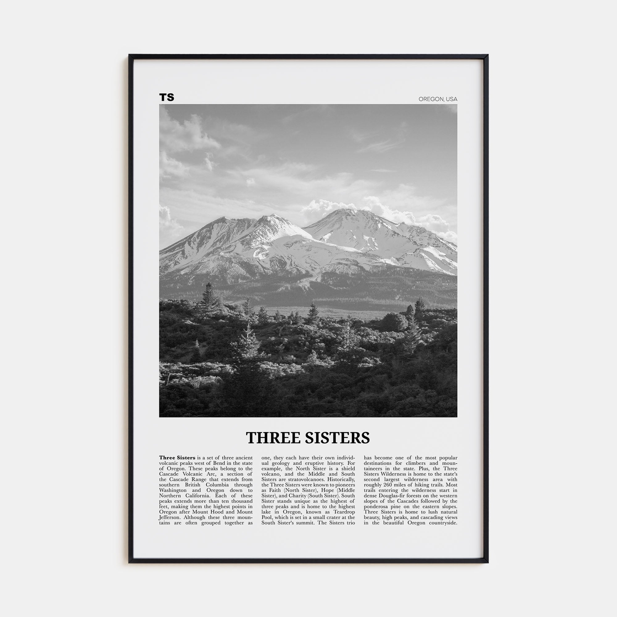 Three Sisters Travel B&W Poster