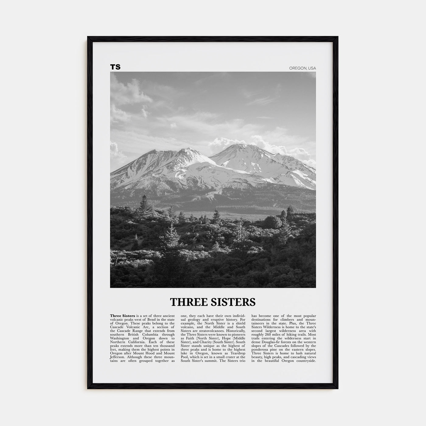 Three Sisters Travel B&W Poster