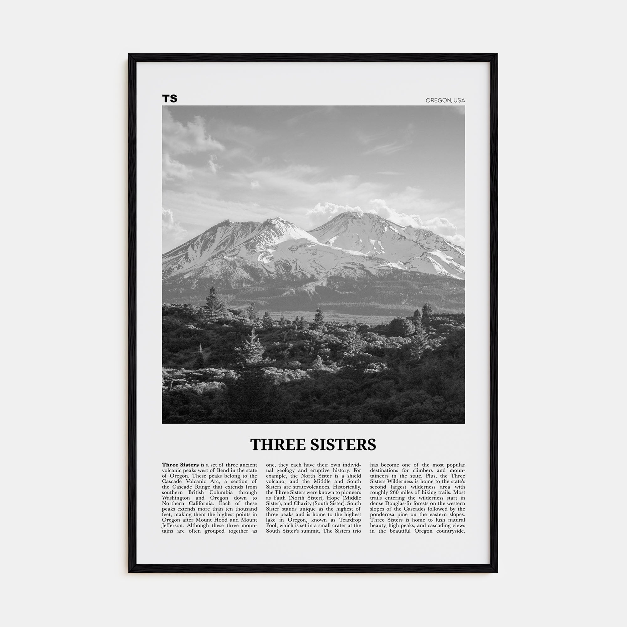 Three Sisters Travel B&W Poster