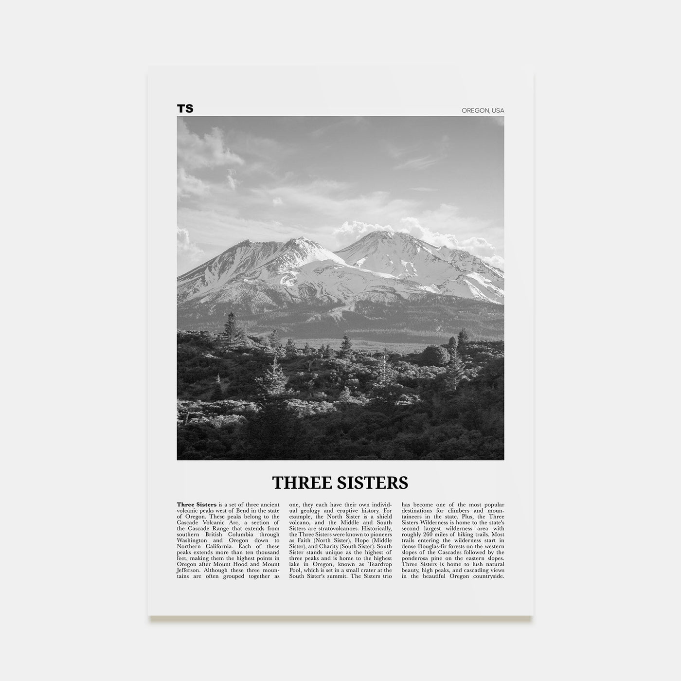 Three Sisters Travel B&W Poster