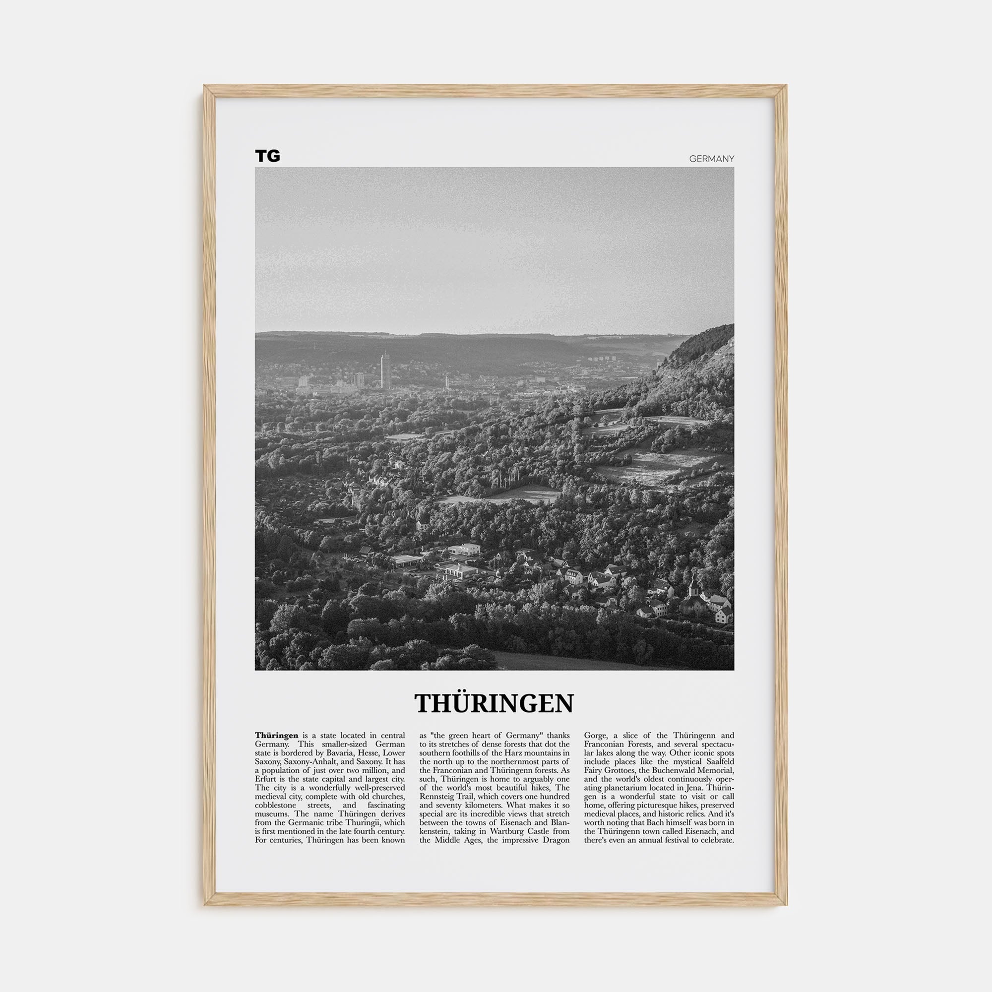 Thüringen Travel B&W Poster