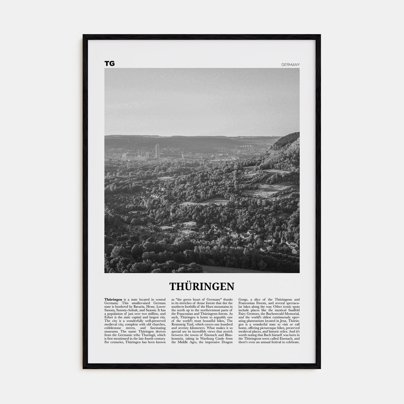 Thüringen Travel B&W Poster