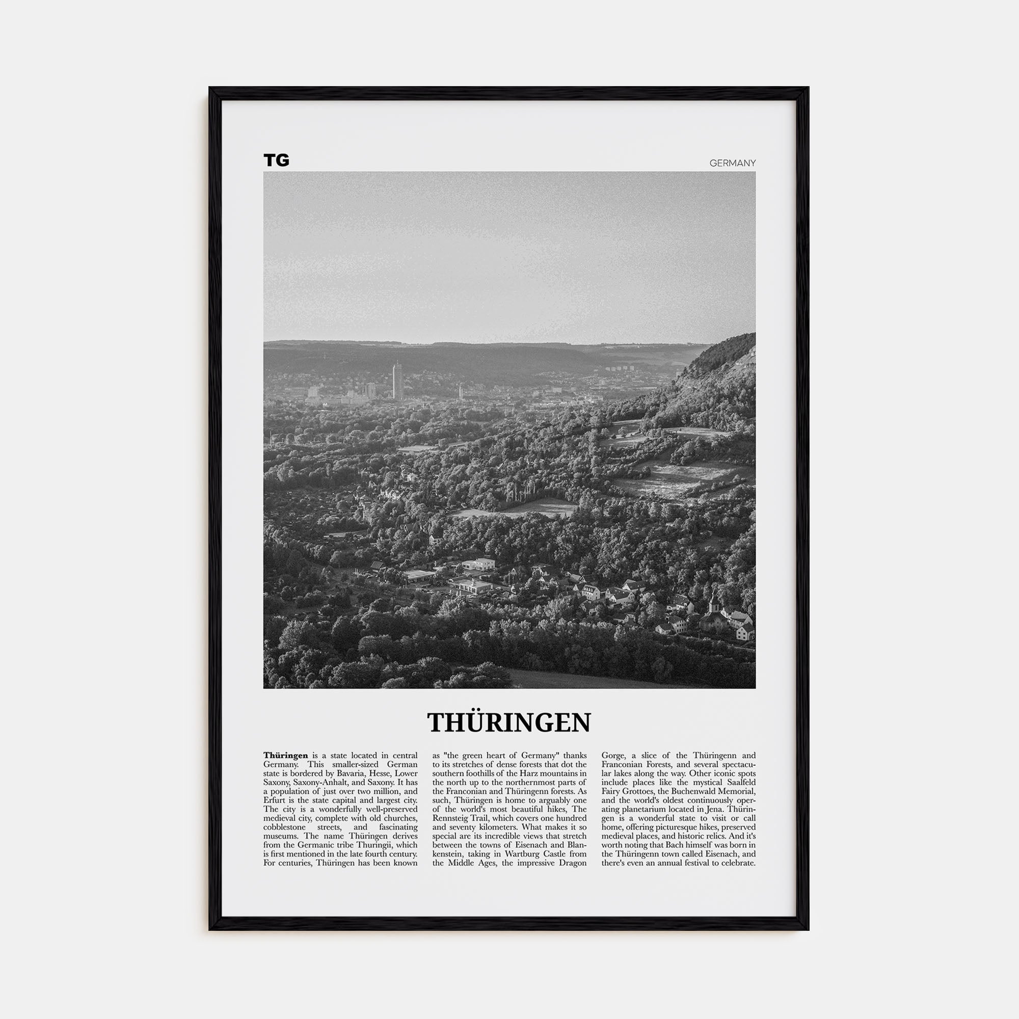 Thüringen Travel B&W Poster