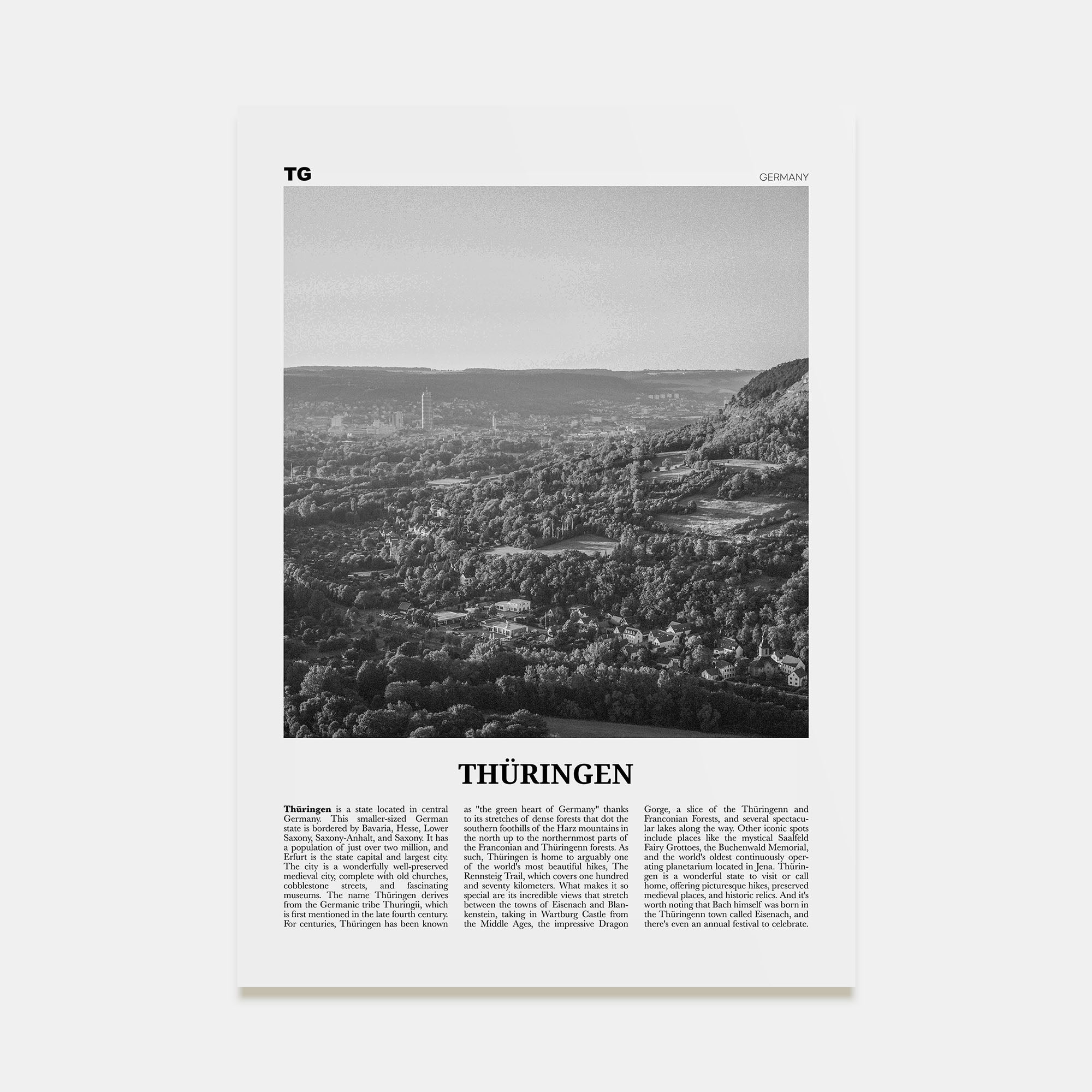 Thüringen Travel B&W Poster