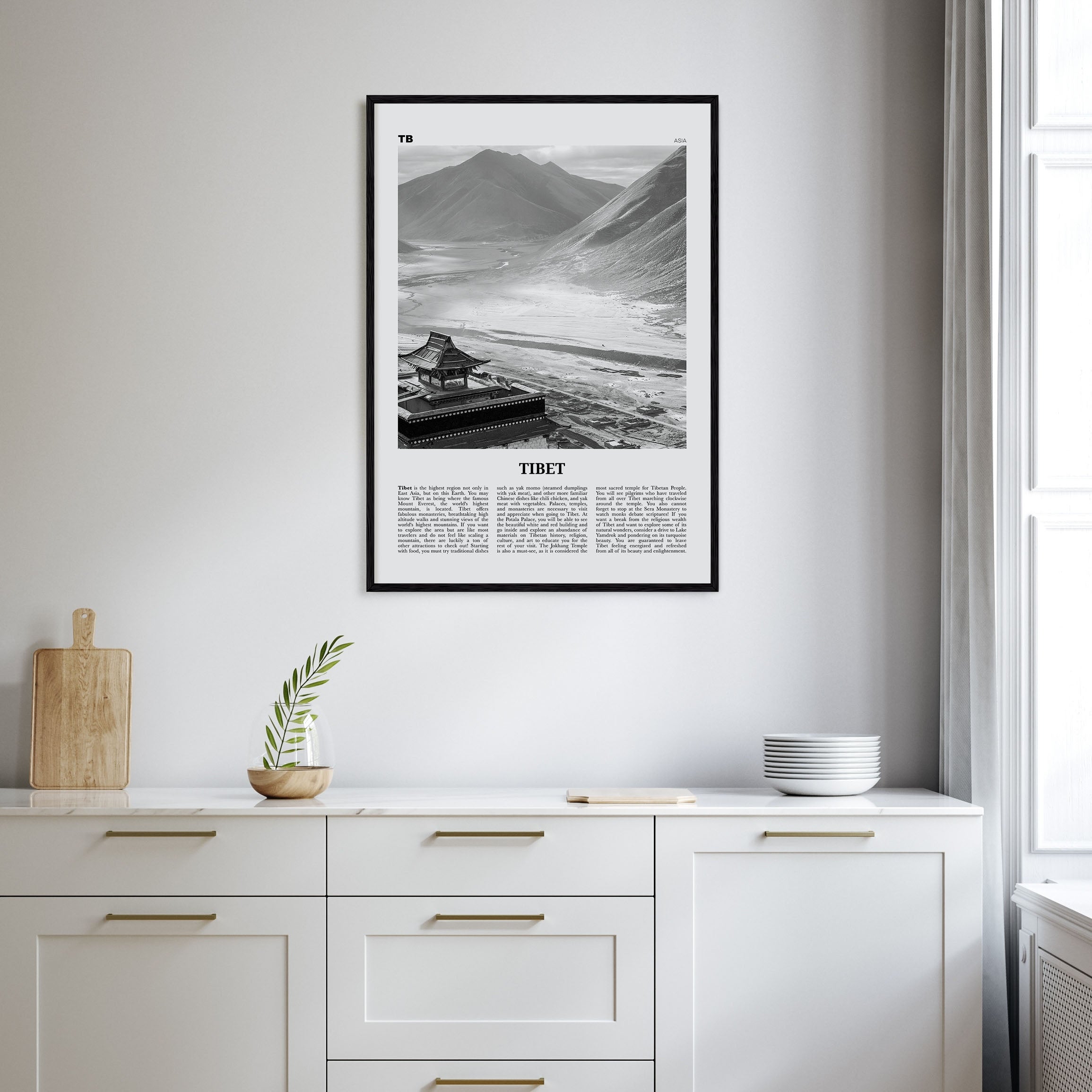 Tibet Travel B&W Poster