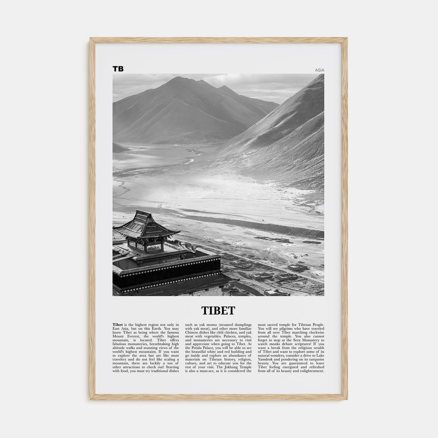 Tibet Travel B&W Poster