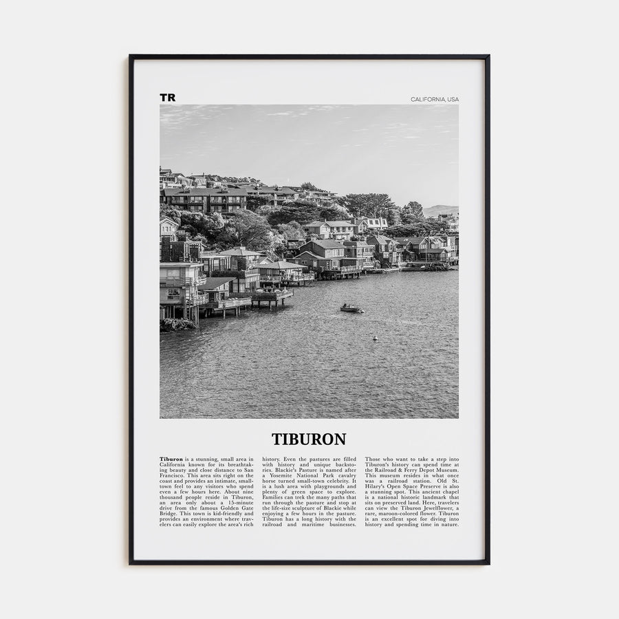 Tiburon Travel B&W Poster