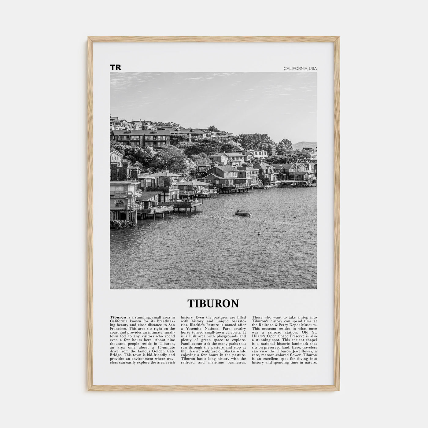 Tiburon Travel B&W Poster